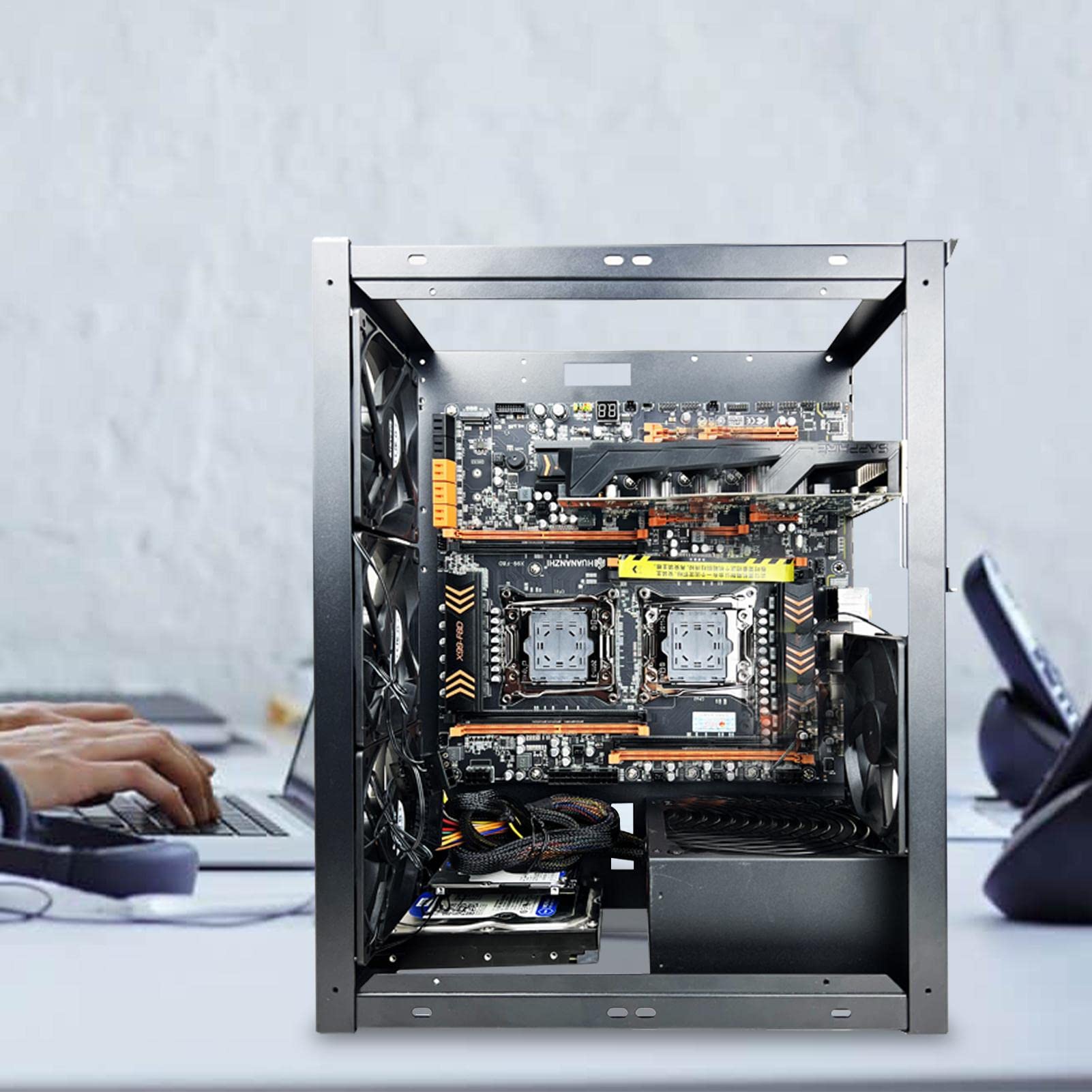 Supporto per ventola di raffreddamento ad acqua e aria in metallo, 43,5 x 34 x 19,5 cm, supporto per ventola di raffreddamento fai da te, in alluminio, supporto verticale per scheda madre del computer | 5 x 34 x 19,5 cm, supporto per ventola di raffreddam