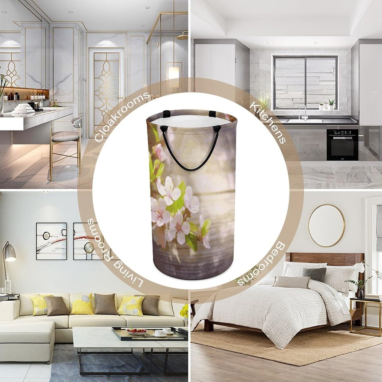 Spring And Flower Laundry Basket Dirty Clothes Bin, Waterproof Laundry Hamper, Laundry Bag, Clothes Hamper Stands for Bedroom, Towels,Clothings image 5