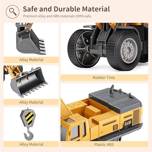 Vista 19 de Mini juguetes de construcción para niños, camión de construcción fundido a presión con calcomanías para niños pequeños de 3, 4, 5, 6, 7, 8 años