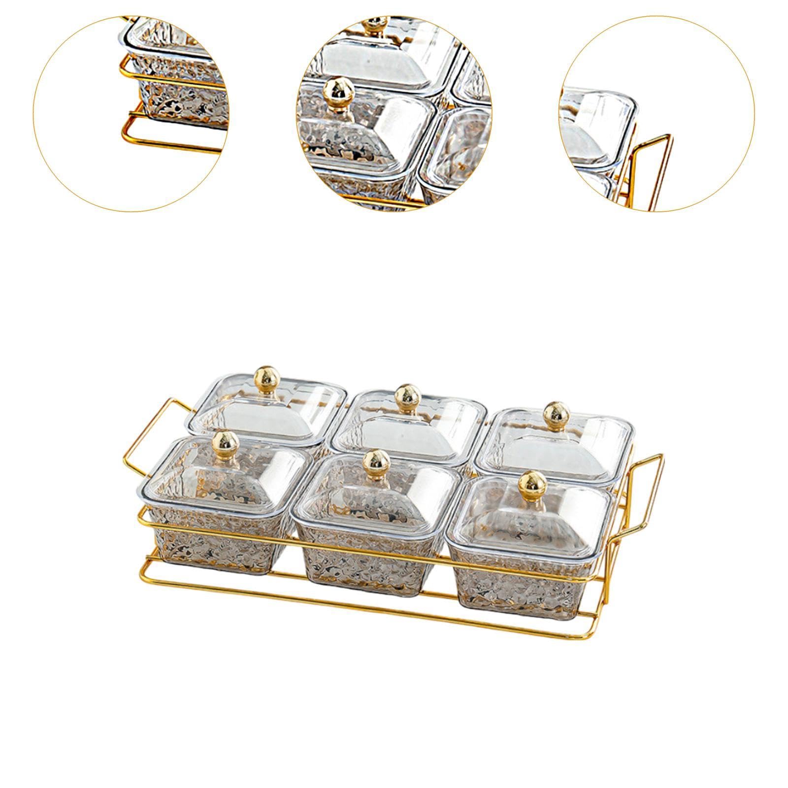 LOVIVER Assiette à Noix de Mariage, Bol à Noix divisé en Verre, Assiette de Service d'apéritif de Fruits secs, Plat à Bonbons pour Mariage, Salon, Maison, 6 Ceintures