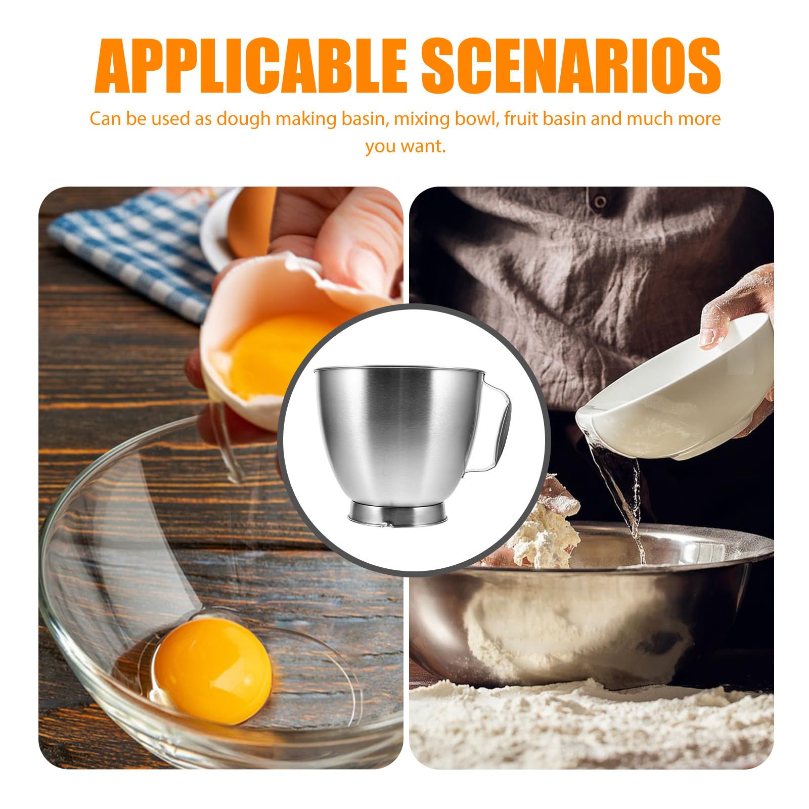Tazón Grande para Mezclar de Acero Inoxidable 4.5l, Accesorio de Cocina Versátil y Profundo para Batir Huevos y Preparar Alimentos