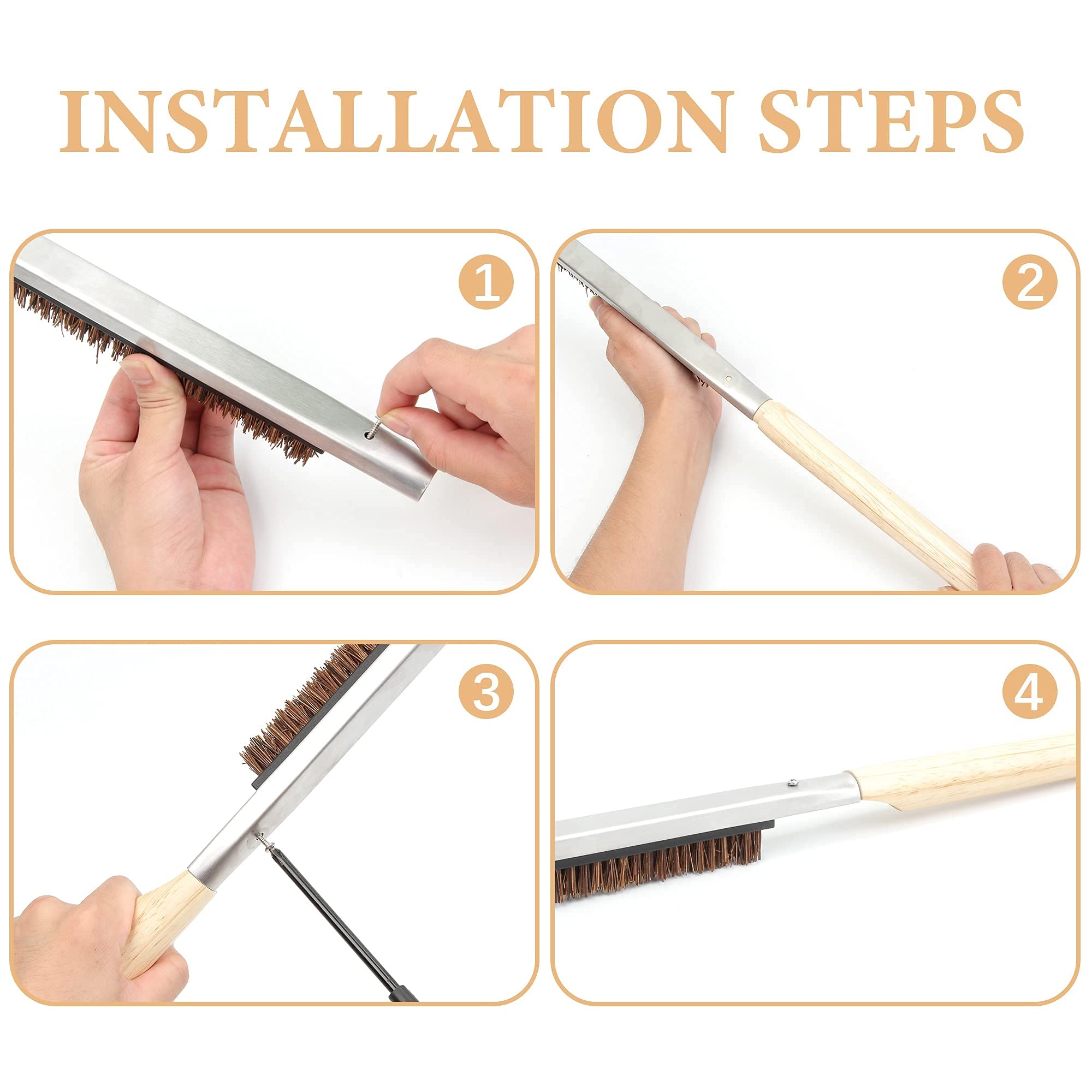 Spazzola per Forno per Pizza con Raschietto, Spazzola per Griglia 53cm, Spazzola per Pulire la Pietra per Pizza,Accessori per Forno per Pizza