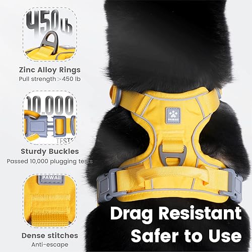 Miniatura 4 de Pawaii - Arnés para perro, sin tirones, con etiqueta de identificación, pechera ajustable con relleno suave y con asa de fácil control para perros
