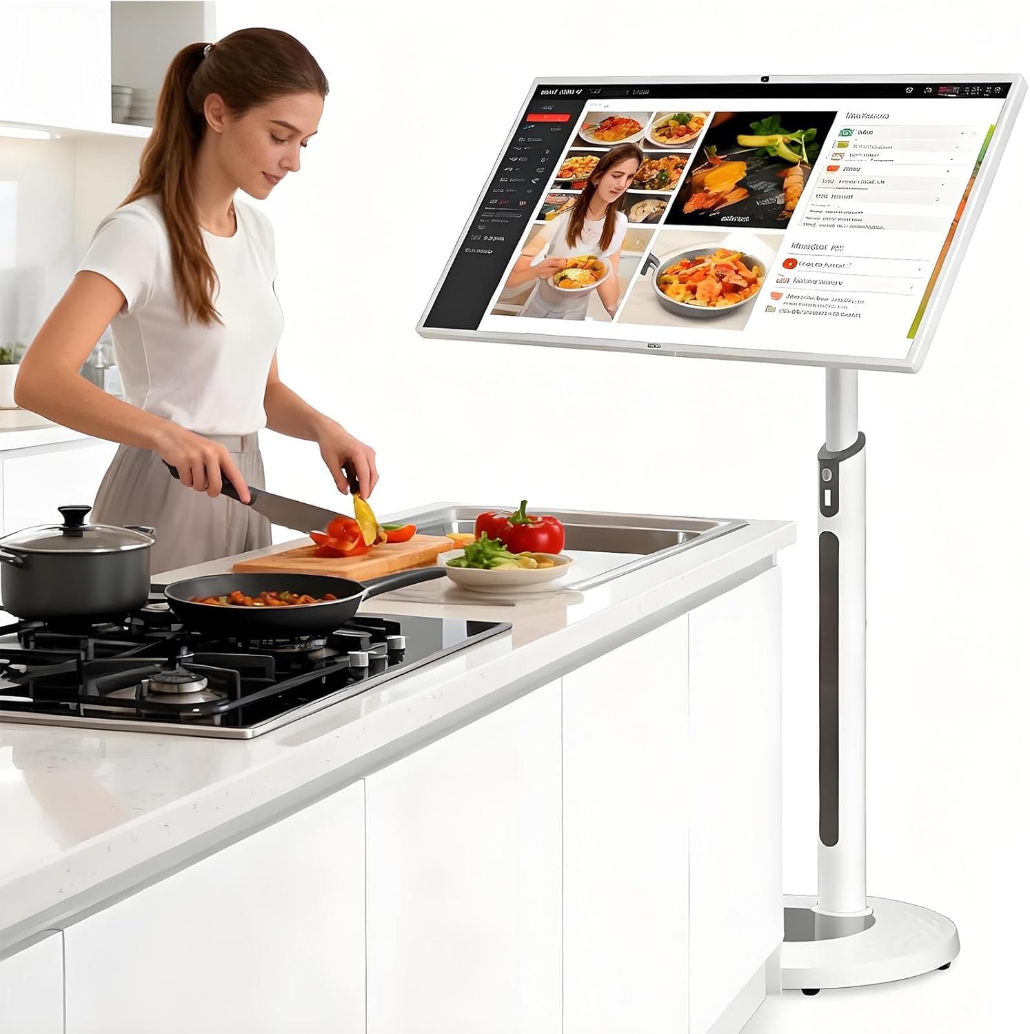 Portable Smart TV on Wheels - 21.5/24/27/32 Inch Touchscreen Tablet Display for Streaming Live TV (32in, 8GB RAM, 128GB Storage) - Ideal for Home & Outdoor Use