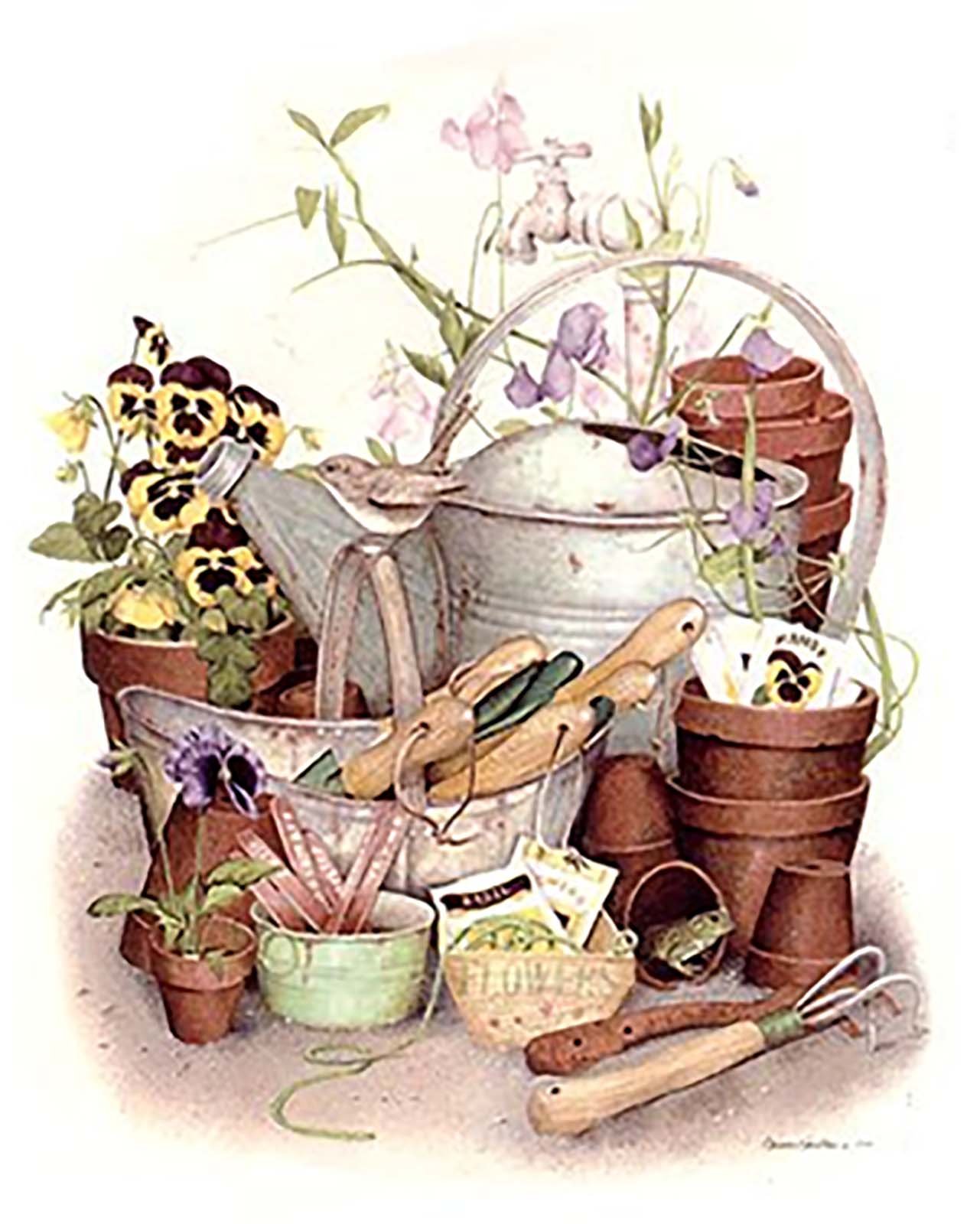 465 Spring Gardening Waterslide Ceramic Decals (5" X 4" * 4 pcs)