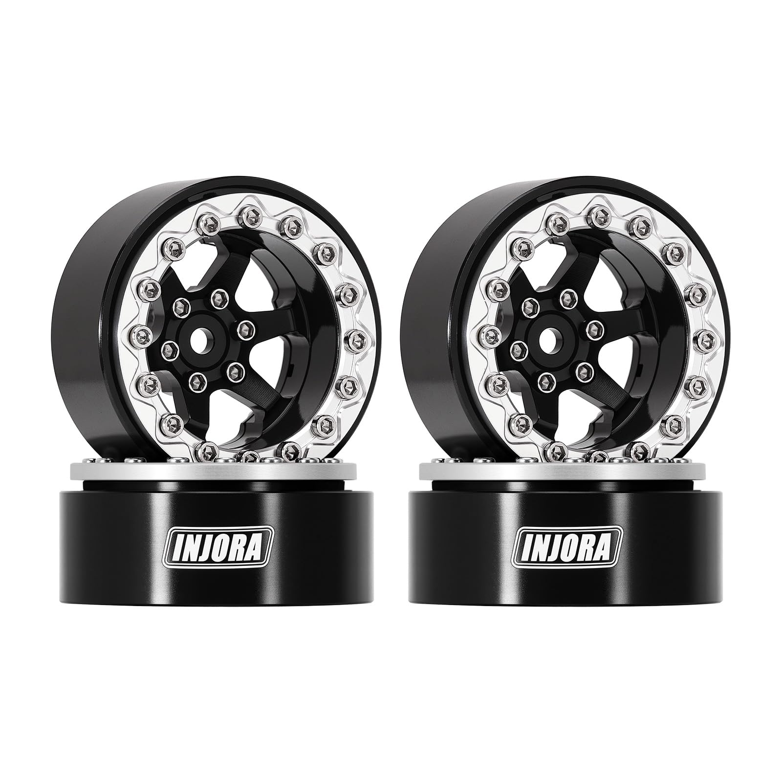 INJORA 1.3" Aluminium Beadlock Wheels -5.25mm Offset for SCX24 TRX4M 1/24 1/18 RC Crawler