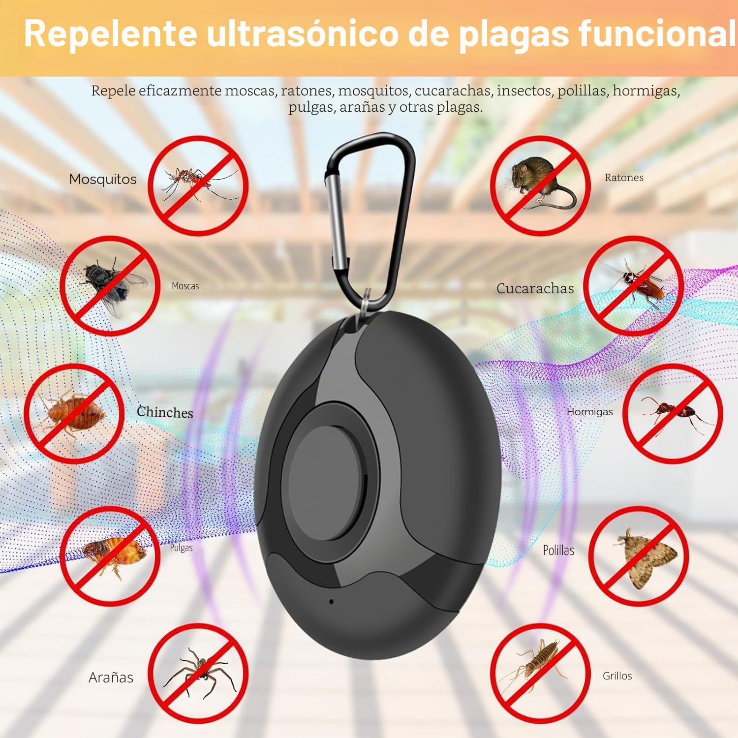 COMBLU - Repelente ultrasónico, portátil al aire libre, USB, electrónico, ultrasónico, repellante y silencioso, diseño de succión para el hogar y el patio de pest control