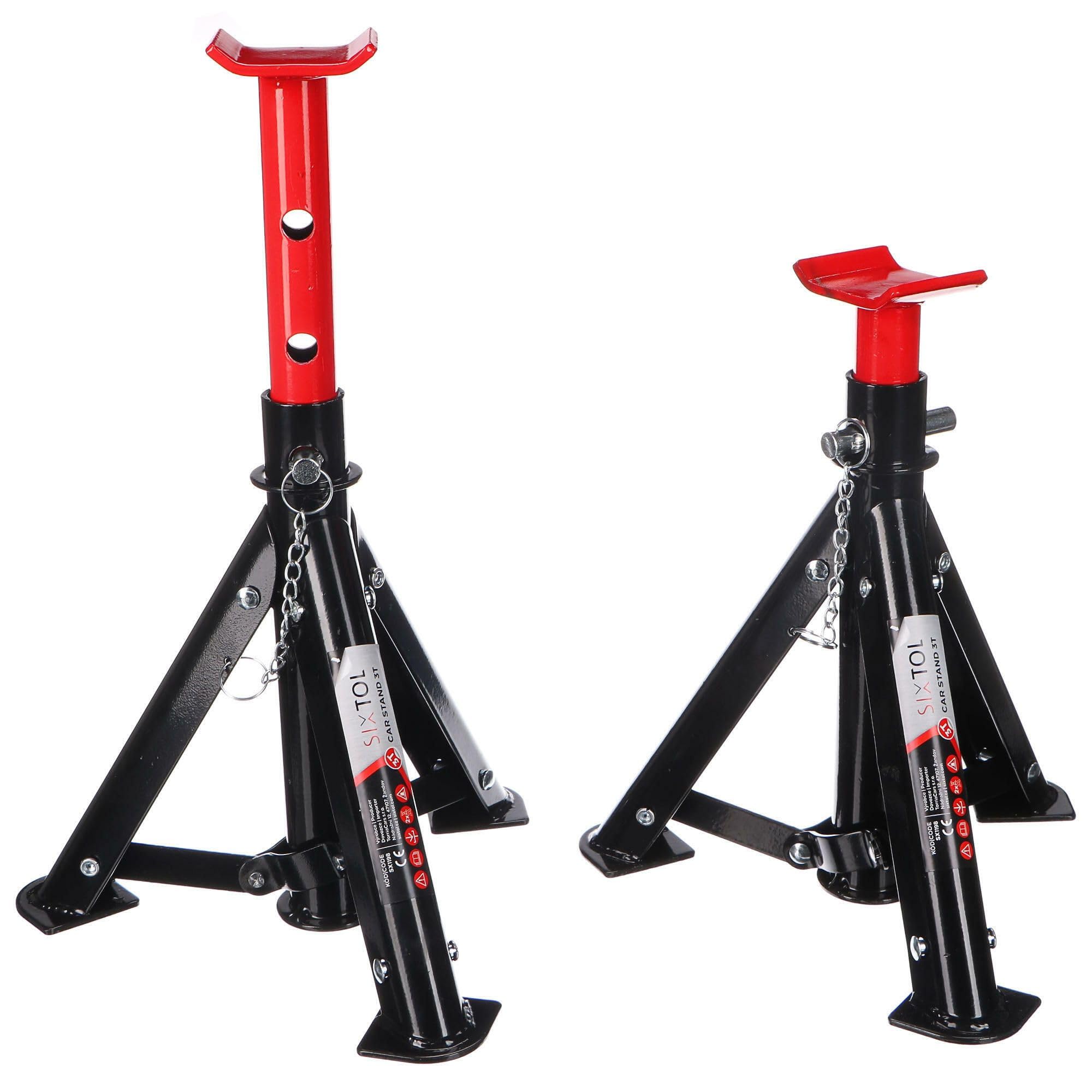 SIXTOL MECHANIC CAR STAND 3T | Folding Car Jack Stands | 2 Pcs | 3-Ton Capacity | Adjustable Height | Compatible with Most Vehicles