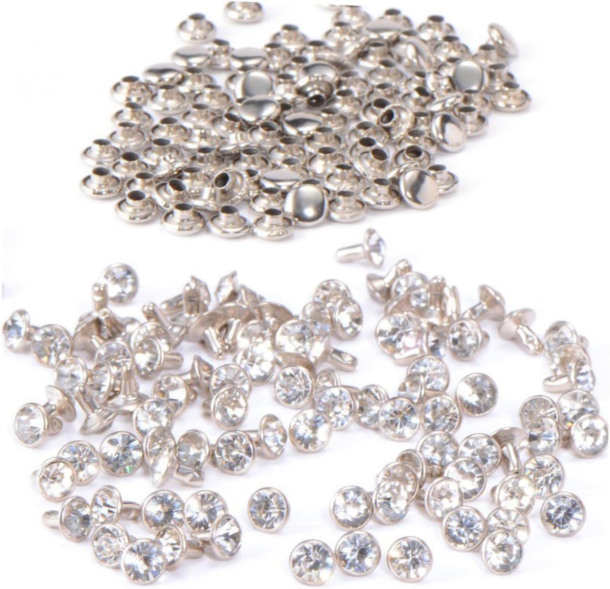 DOITOOL 100pcs Crystal Rhinestone Studs Durable Metal Rivet Spikes for DIY Clothing Decoration for Jeans Bags Jackets Shoes and More