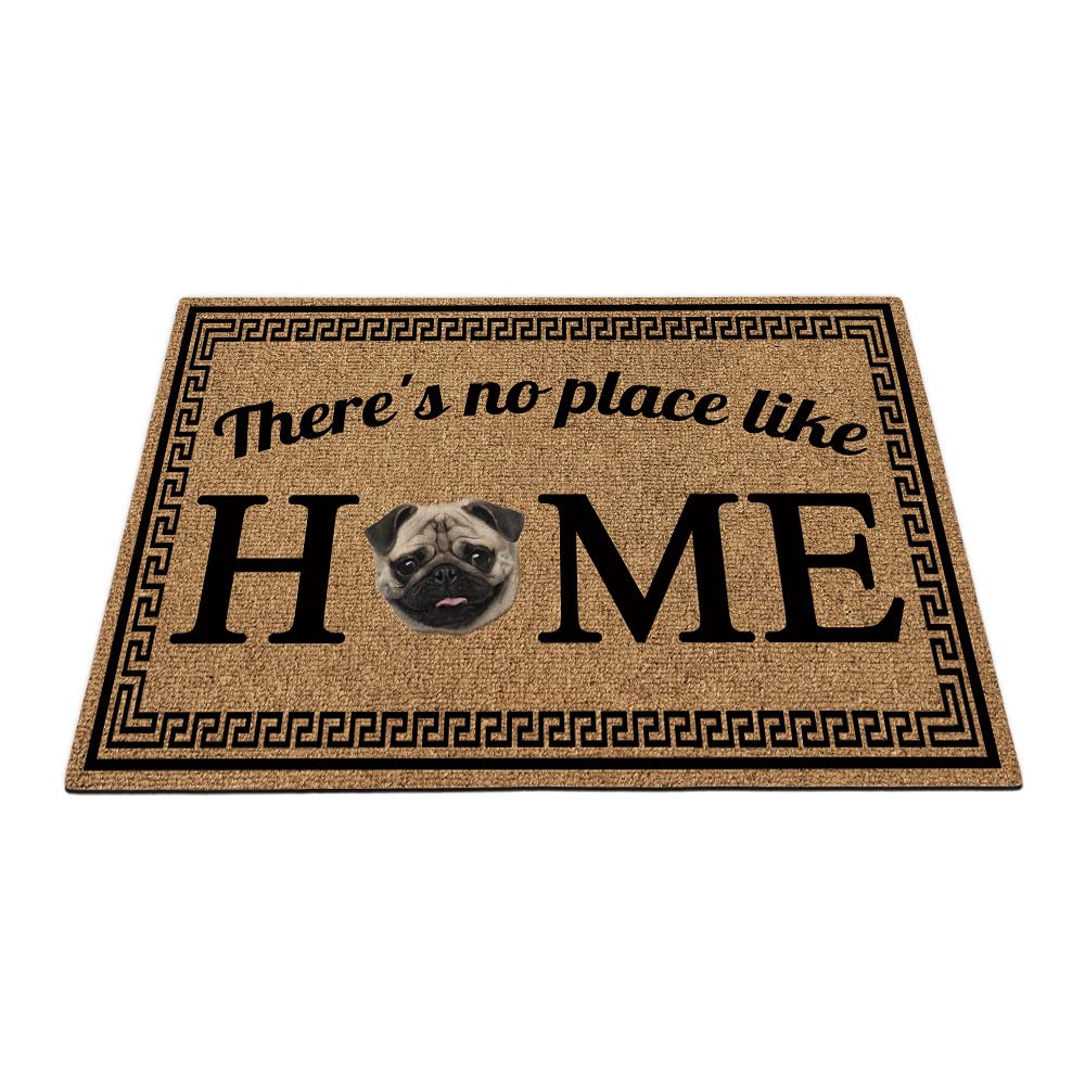 BAGEYOU There's no Place Like Home Doormat with Cute Pug Puppy Welcome Floor Mat for Home Decor 35.4"x23.6"