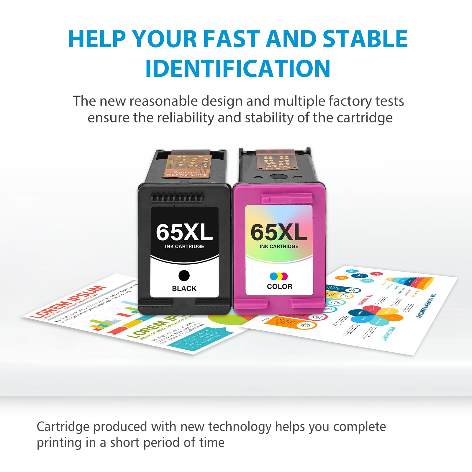 65XL Ink Cartridge Compatible Replacement for HP 65 XL (Black & Color 2 Combo Pack) | Works with HP DeskJet 3755 2600 2625 2652 2655 3700 3720 3752 3772 Envy 5000 5010 5052 5055 Printer Series — view 5