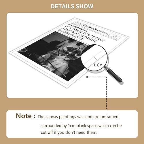 Miniatura 3 de XMQQLL Lienzo de periódico vintage funky, arte de pared, impresiones de cóctel de discoteca en blanco y negro para habitación, carteles estéticos de