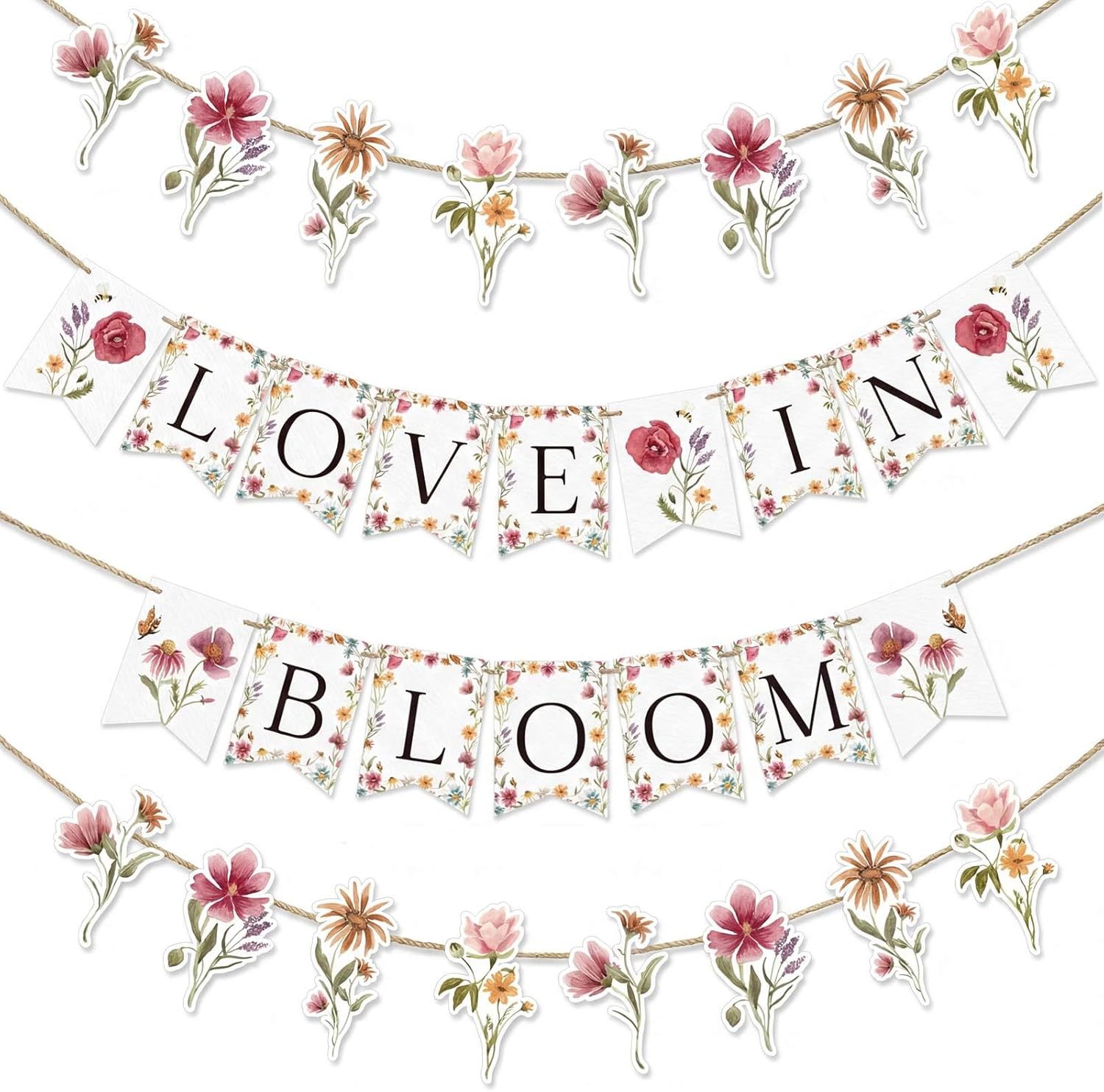 Wildflower Love in Bloom Bridal Shower Banner, Floral Flower Themed Wedding Shower Decorations Banner, Wildflower Spring Summer Engagement Wedding Bachelorette Party Decor Supplies