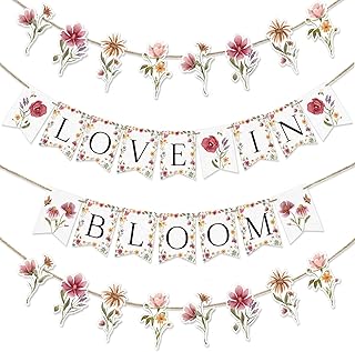 Wildflower Love in Bloom Bridal Shower Banner, Floral Flower Themed Wedding Shower Decorations Banner, Wildflower Spring Summer Engagement Wedding Bachelorette Party Decor Supplies