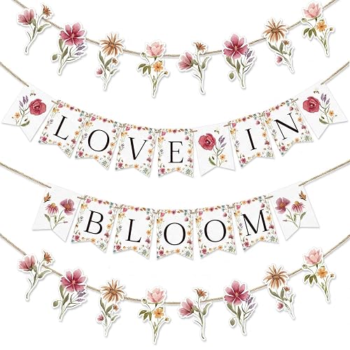 Wildflower Love in Bloom Bridal Shower Banner, Floral Flower Themed