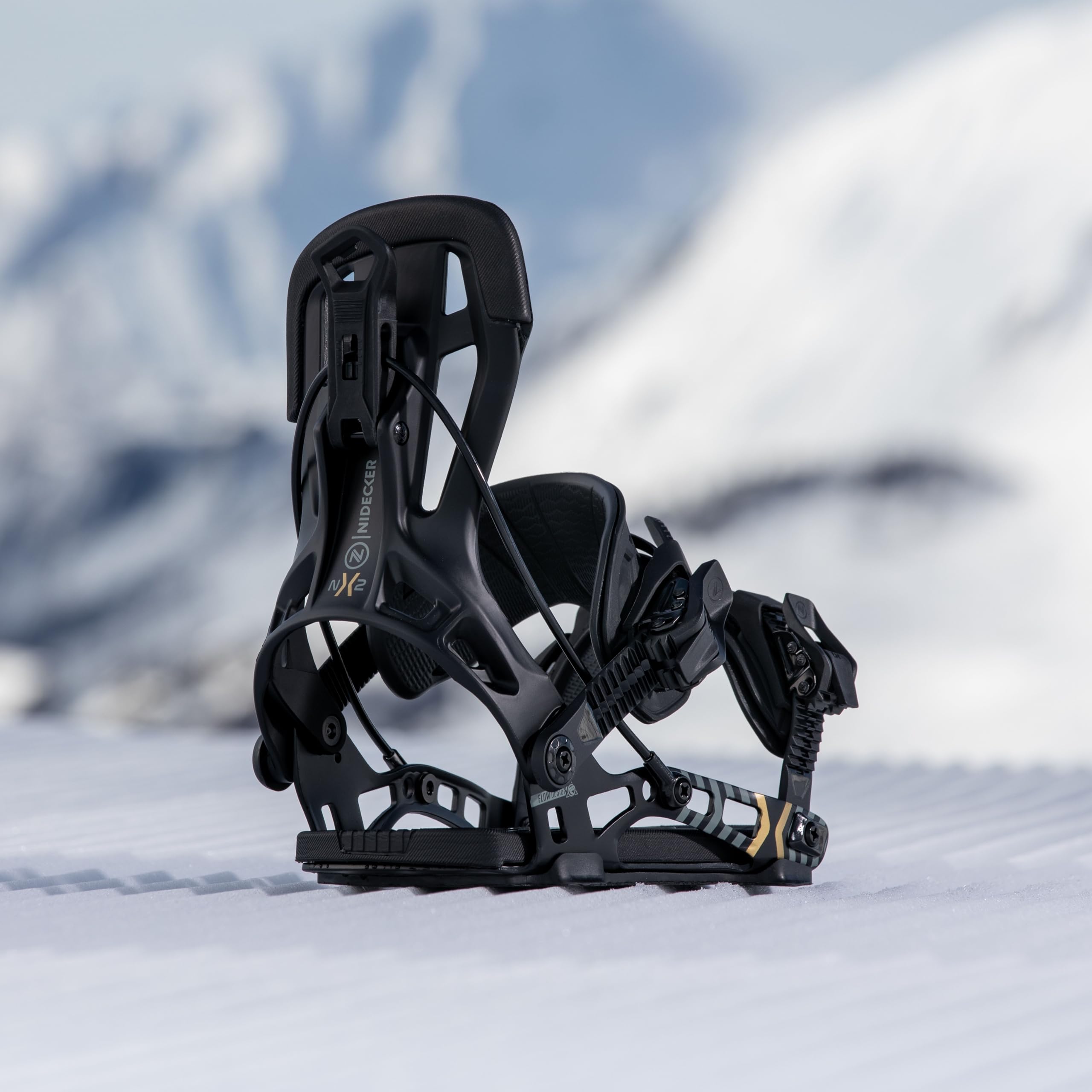 Fixations de Snowboard Nidecker Flow NX2 All-Mountain Power avec Plaque de Base en Aluminium et Sangle Fusion