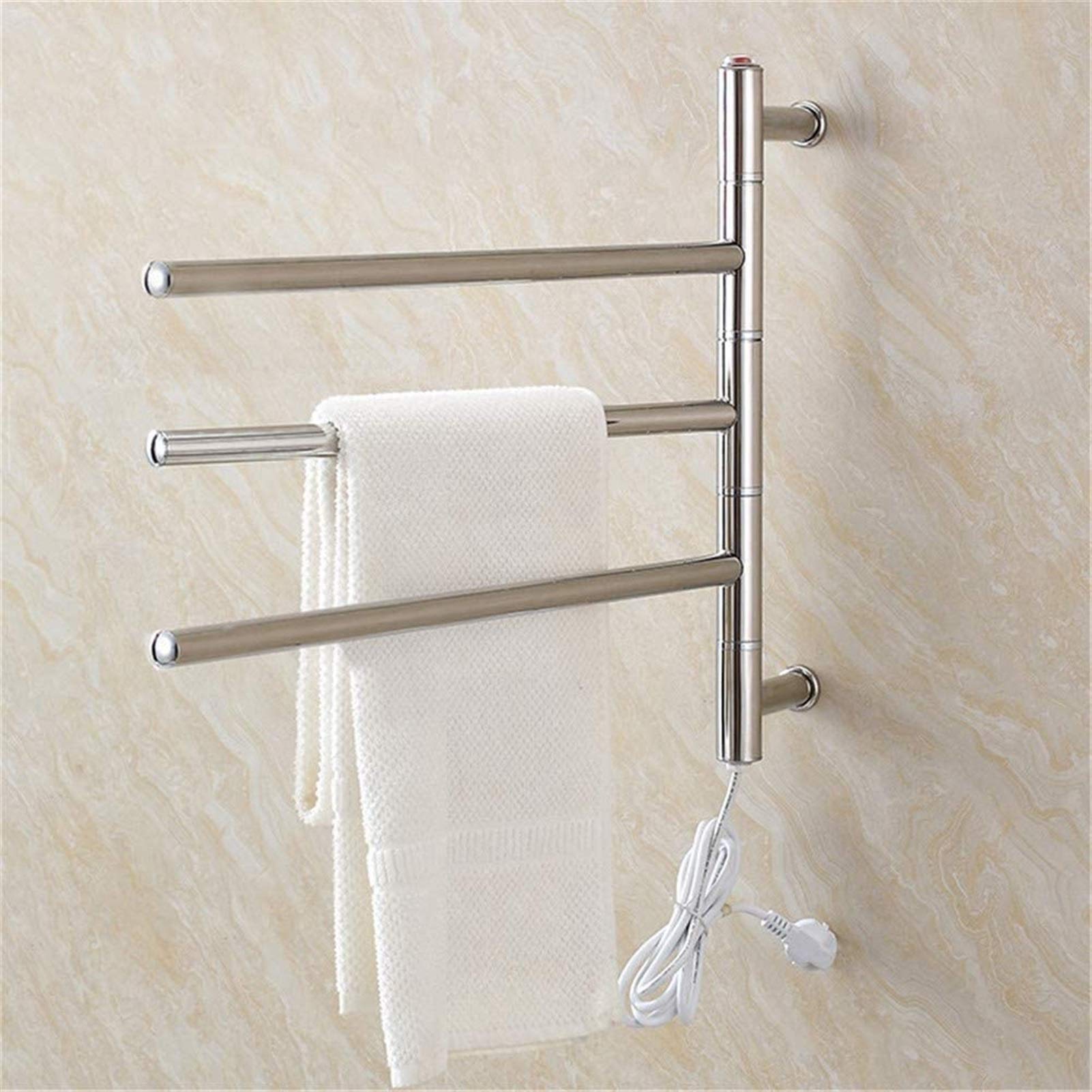 asdchZen Heated Towel Heated Towel Rack, Wall Mounted And Airer 304 Stainless Steel Electric Heated Towel Rack With 180° Rotatable Bars For Bathroom-Plugin,Plugin