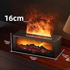 Fireplace Aroma Essential Oil Diffuser, 150ml Ultrasonic Humidifier, Scent Aroma Diffuser with Remote Control & Timer for Home, Bedroom, Office, Yoga