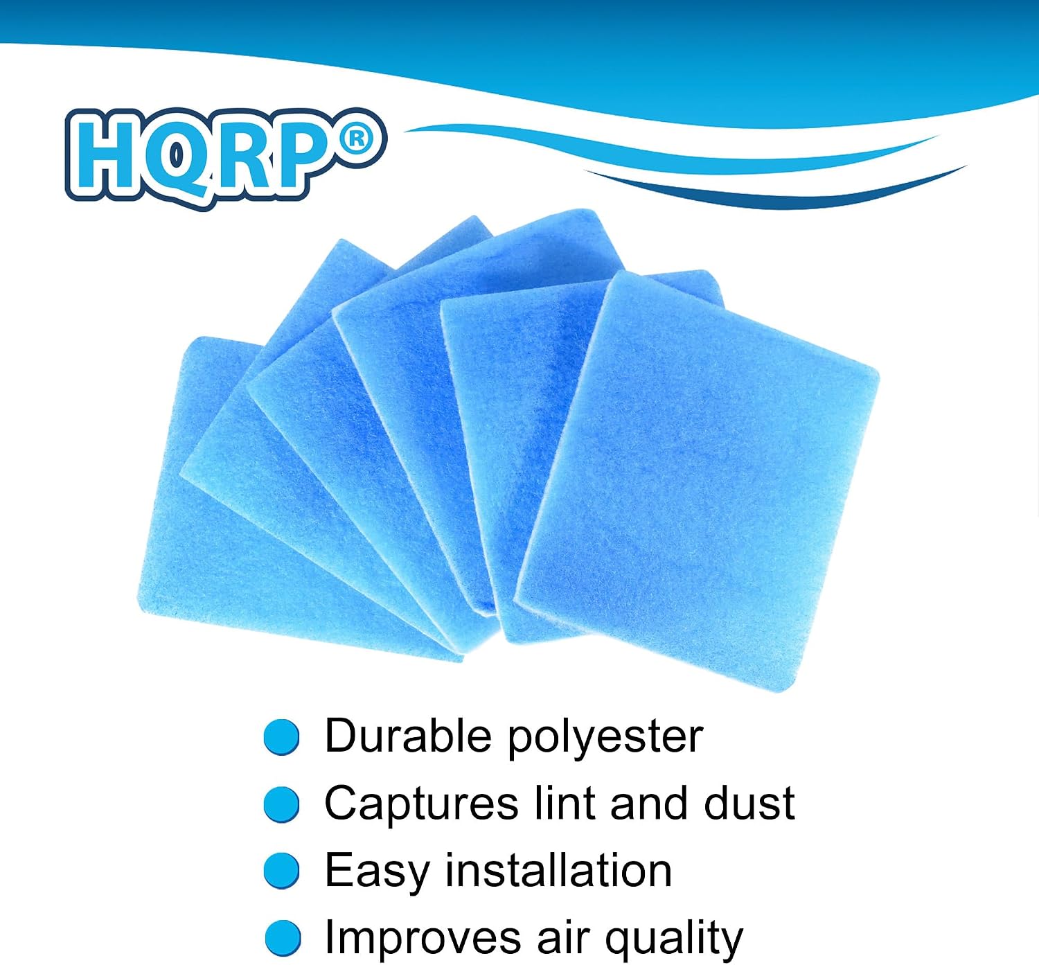HQRP 12-Pack Polyester Dryer Vent Filters сompatible with BetterVent ADR1BVC, FUNMAS 30861 Indoor Lint Filter Replacement 7 in x 8.25 in