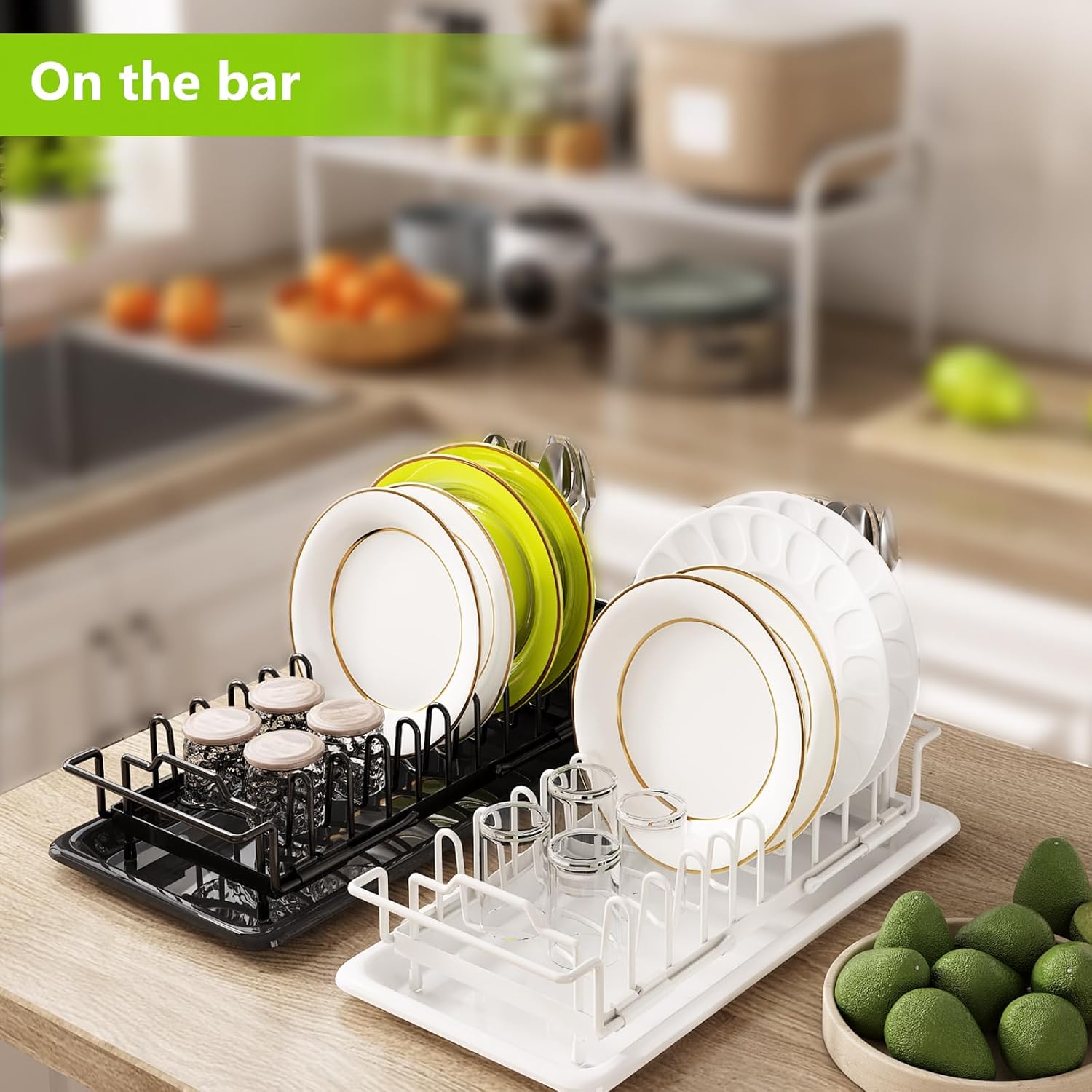 Sink Dish Drying Rack - Expandable Small Dish Rack Dish Drainer for Kitchen Counter with Cutlery Holder, Drying Rack Fit for 15’’-20’’ Kitchen Sink,Ideal for small apartments, RVs, and campers.