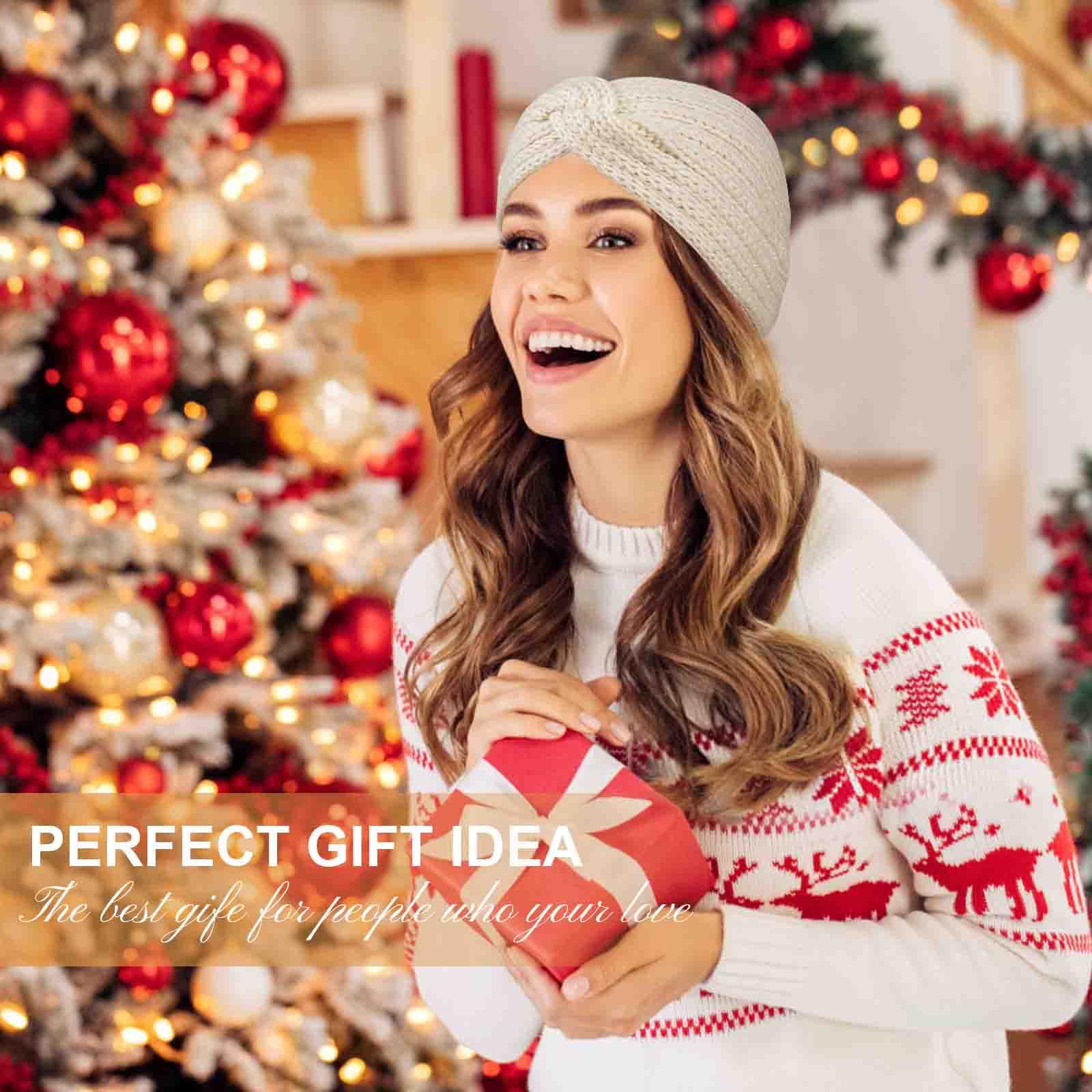 Kavya Haarband Dames Winter, Warme Winter Haarband voor Vrouwen en Meisjes, Gebreide Oorwarmers Mooie Gehaakte Hoofdband Kerstcadeau