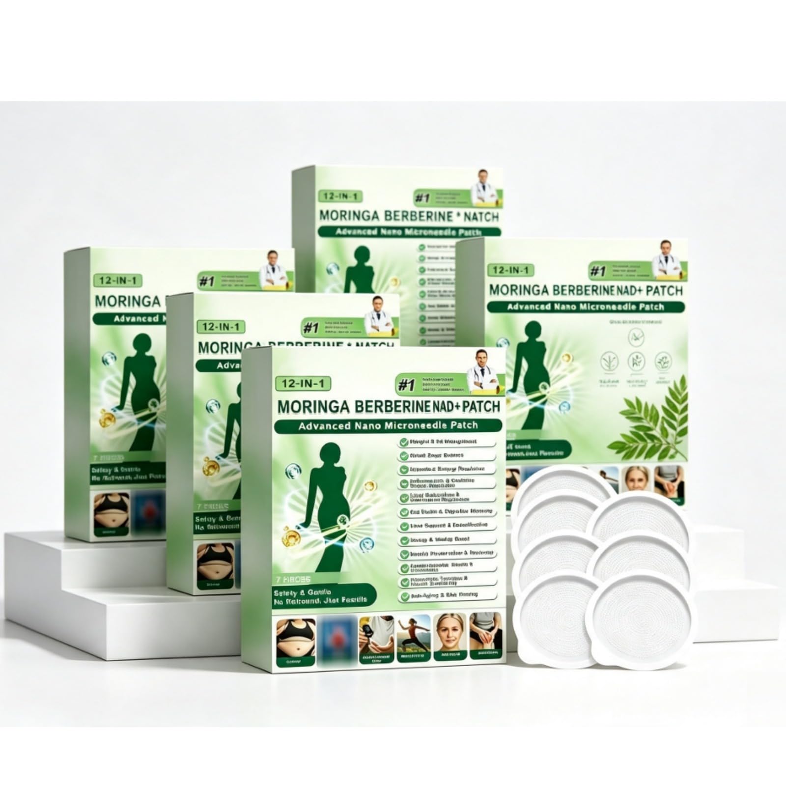 Moringa x Berberine Patch 12 en 1, parche Nano Microneedle Adelgazar