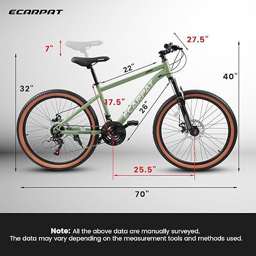 Miniatura 70 de 24/26/27.5 Inch Wheel Mountain Bike, 21 Speed MTB Bike with Full/Front Suspension, Steel Frame and Dual Disc Brakes, Adult Mens Outdoor Cycling