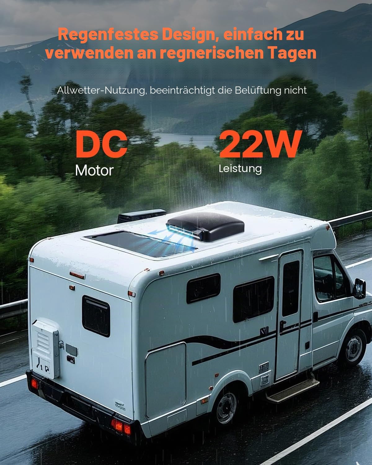 VEVOR Wohnmobil-Lüfter 410x410x252 mm, Dachlüfter 12 V, umkehrbarer Lüfter mit 10 Gang & Fernbedienung, Regenabdeckung, elektrischer Deckel, Abluftventilator, Dachlüftung passend für RV Dachöffnungen