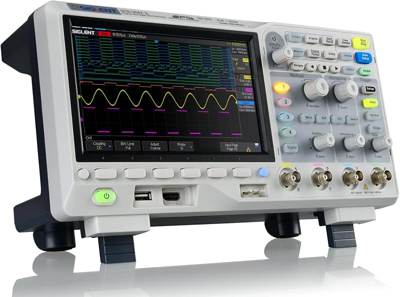 Siglent Technologies SDS1204X-E Osciloscopios digitales súper fósforo 200 MHz 4 canales 1 GSa/s 14 MB Gris