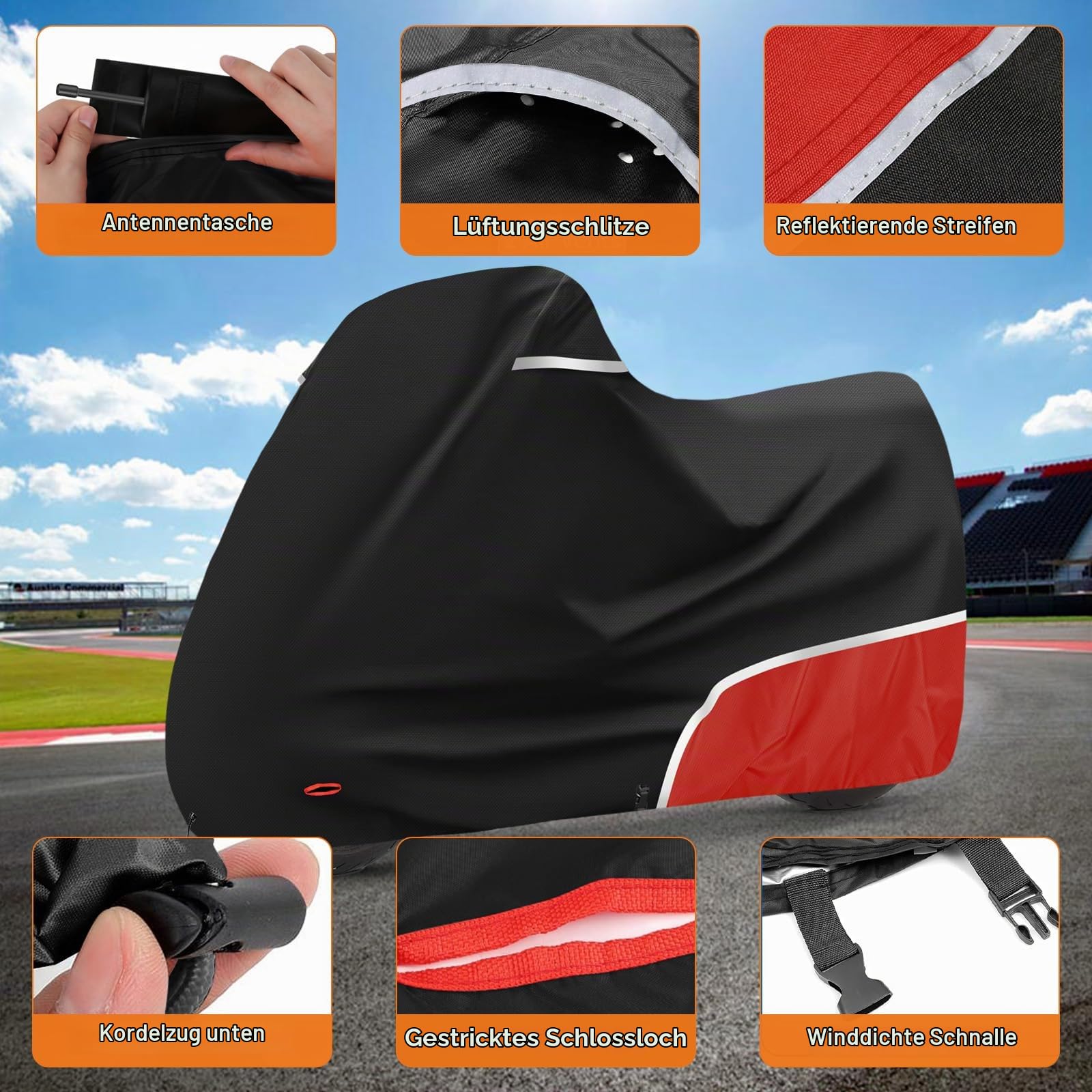 Motorradabdeckung Outdoor passend für Aprilia RS660 RS125 RS457 SX 125 | 420D Oxford-Stoff Wasserdicht Motorrad Abdeckung Abdeckplane Wetterfest Motorrad Abdeckung Plane