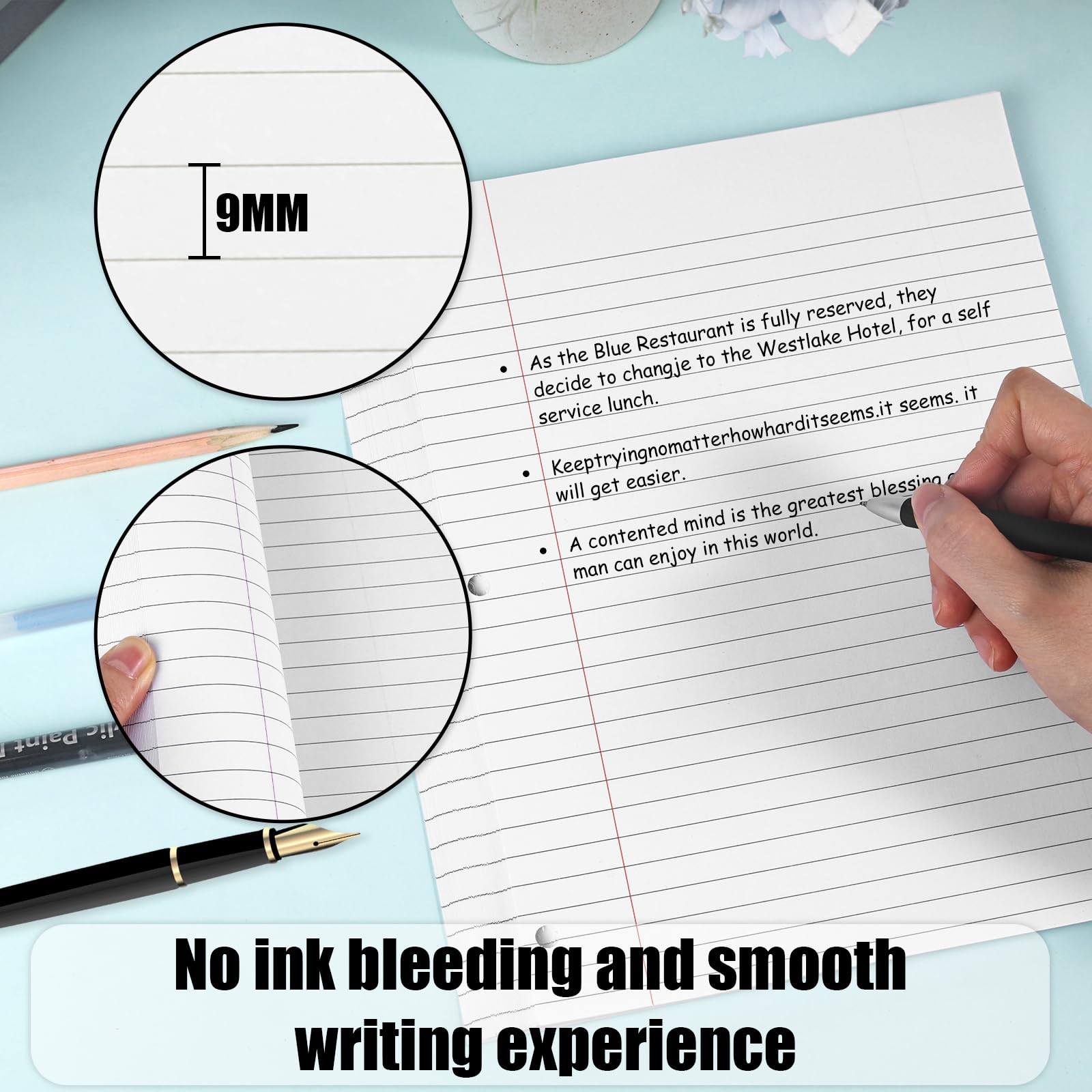 Koogel Cream Lined Binder Refills Paper, 120 Sheets 3-Hole Punched - Image 3