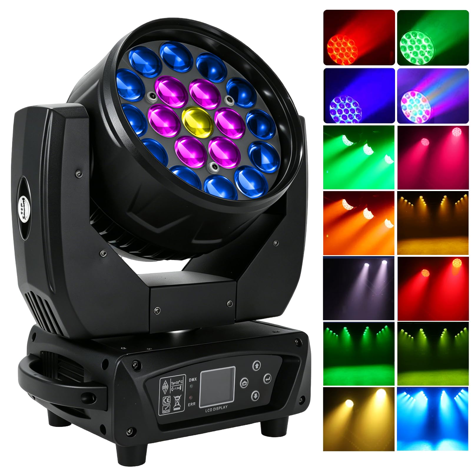 Amazon.com: JCYWFLODY 19x15W Moving Head Light for Stage Lighting