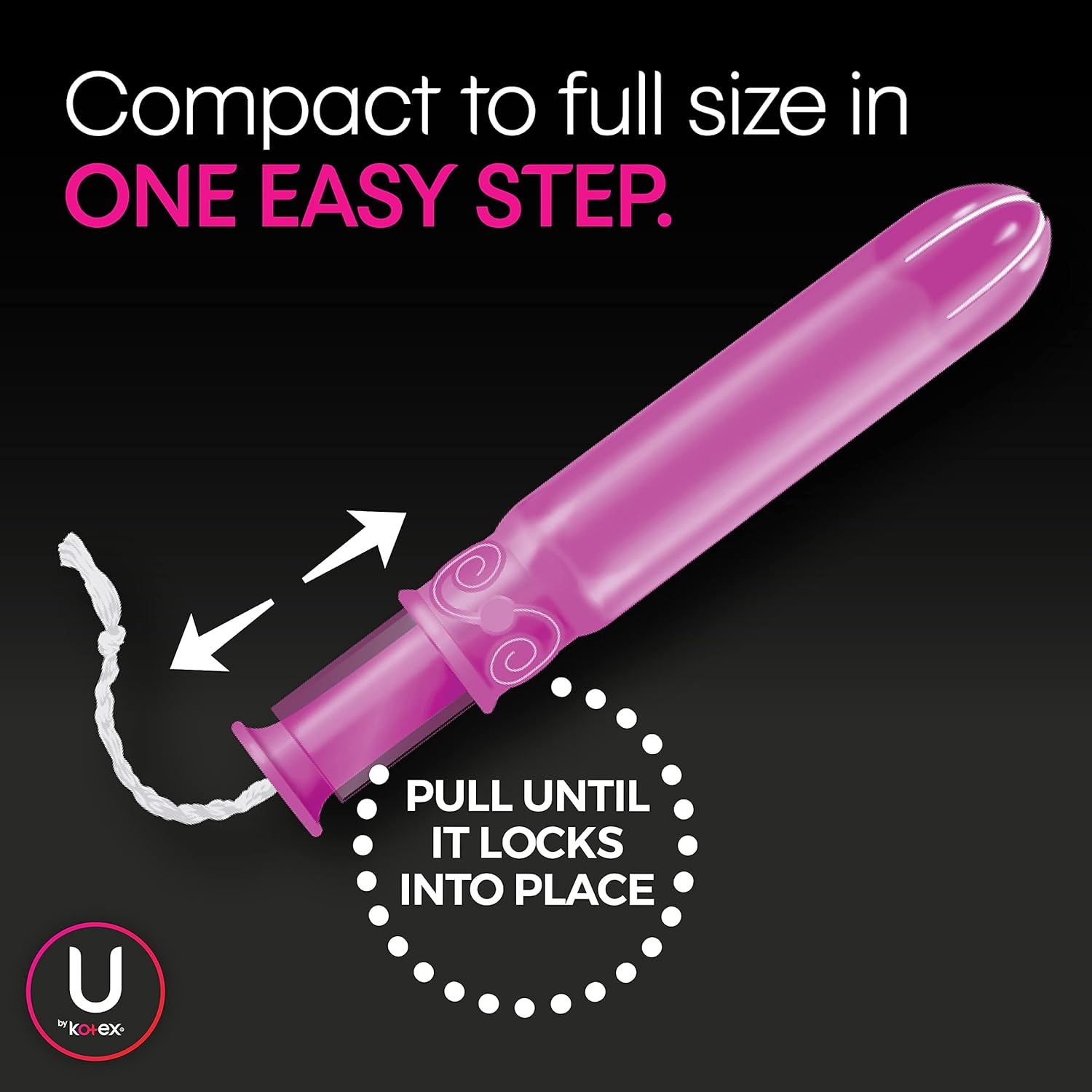 U by Kotex Click Compact Multipack Tampons, Regular/Super/Super Plus Absorbency, Unscented, 30 Count