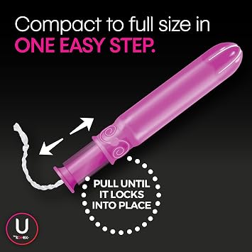 U by Kotex Click Compact Tampons, Super Plus Absorbency, Unscented, 32 Count