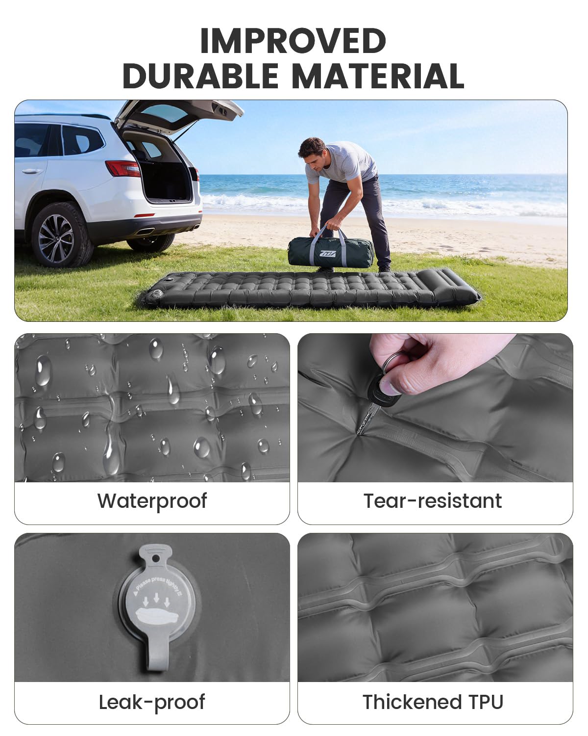 WARMTUYO Isomatte, Luftmatratze Camping mit Elektrisch Pumpe, 12CM Dicke Matratze Outdoor Aufblasbar, Schlafmatte Ultraleicht, Fuer Zelt, Strand, Reise, Trekking, Bikepacking, Wandern