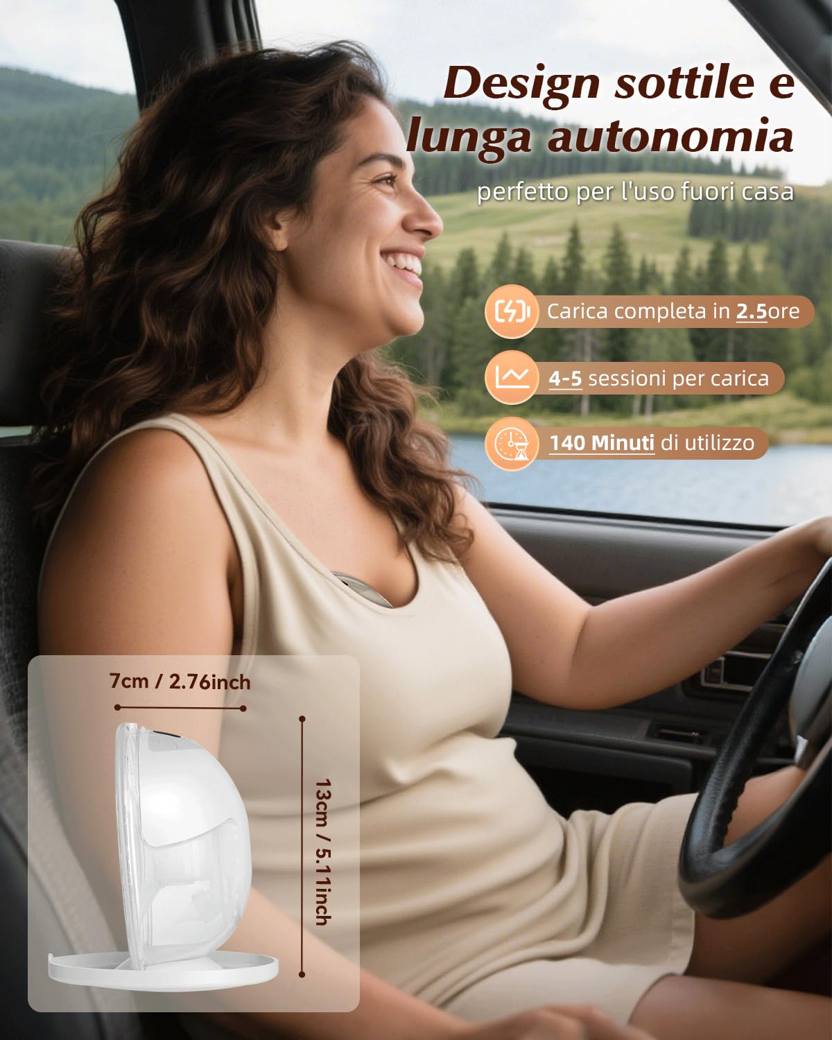 KISSBOBO K5 Tiralatte elettrico, 4 modalità, 19 livelli, senza mani, forte potenza di aspirazione 280 mmHg, aiuta le mamme a produrre più latte (Beige 1 Pezzo)