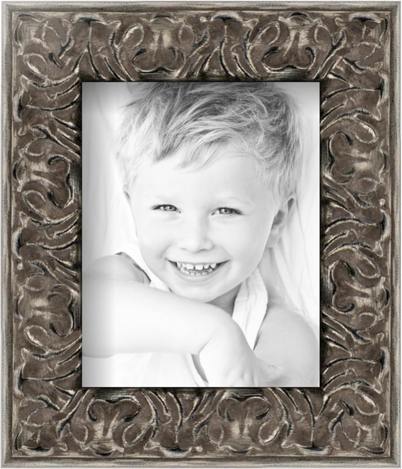 ArtToFrames 4x5 Inch Silver Picture Frame, This 1.20 Inch Custom Poster Frame is Silver - Comes with Regular Glass and Corrugated Backing (2WOML224202-4x5)