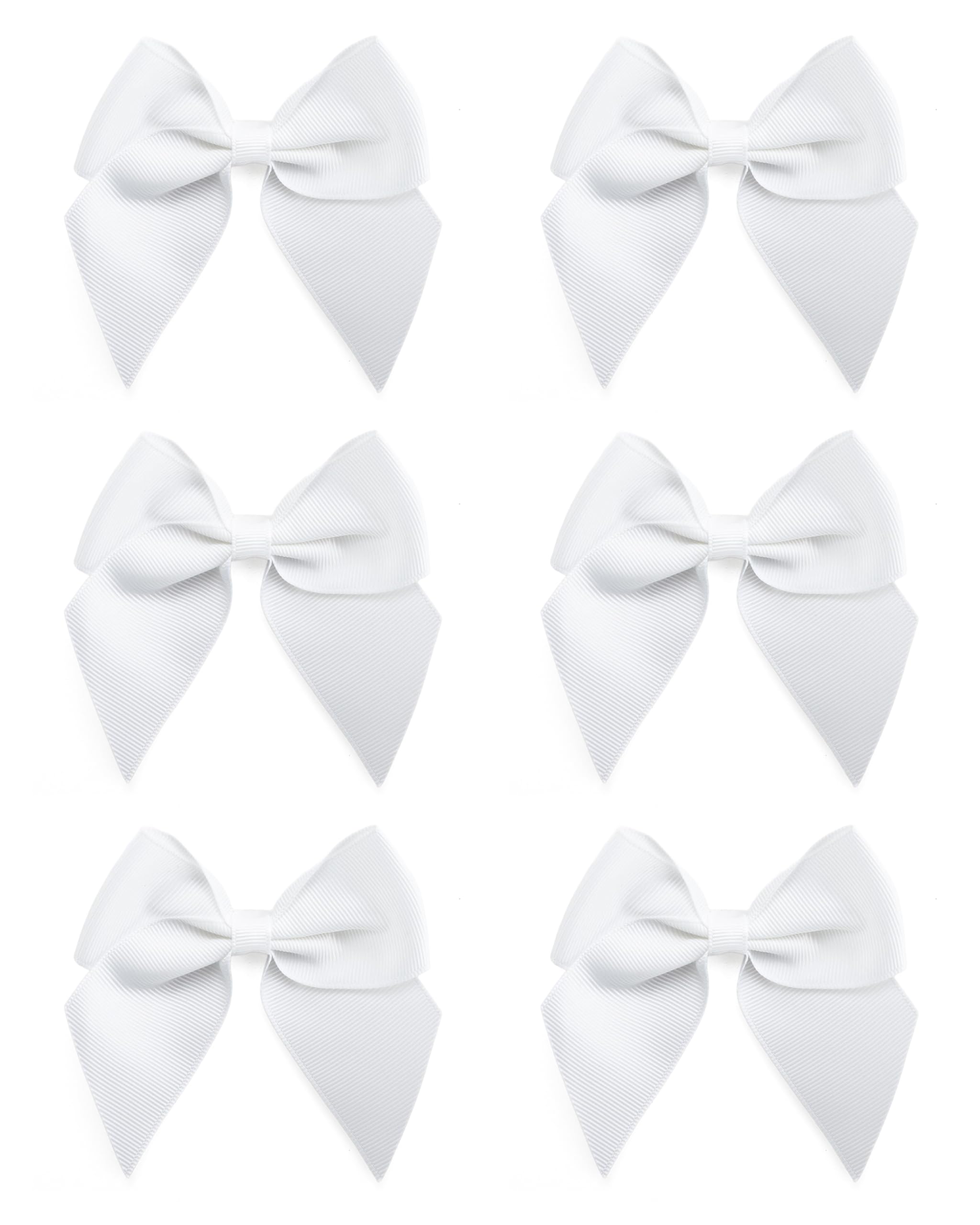 Italian Options Large Grosgrain Ribbon Bows, Self-Adhesive Fabric Bow Decorations for Gift Wrapping, Hampers, Christmas, Hair Bows, Crafts, Cakes, Crafting Accessories, White, 6 Pack, 10 cm