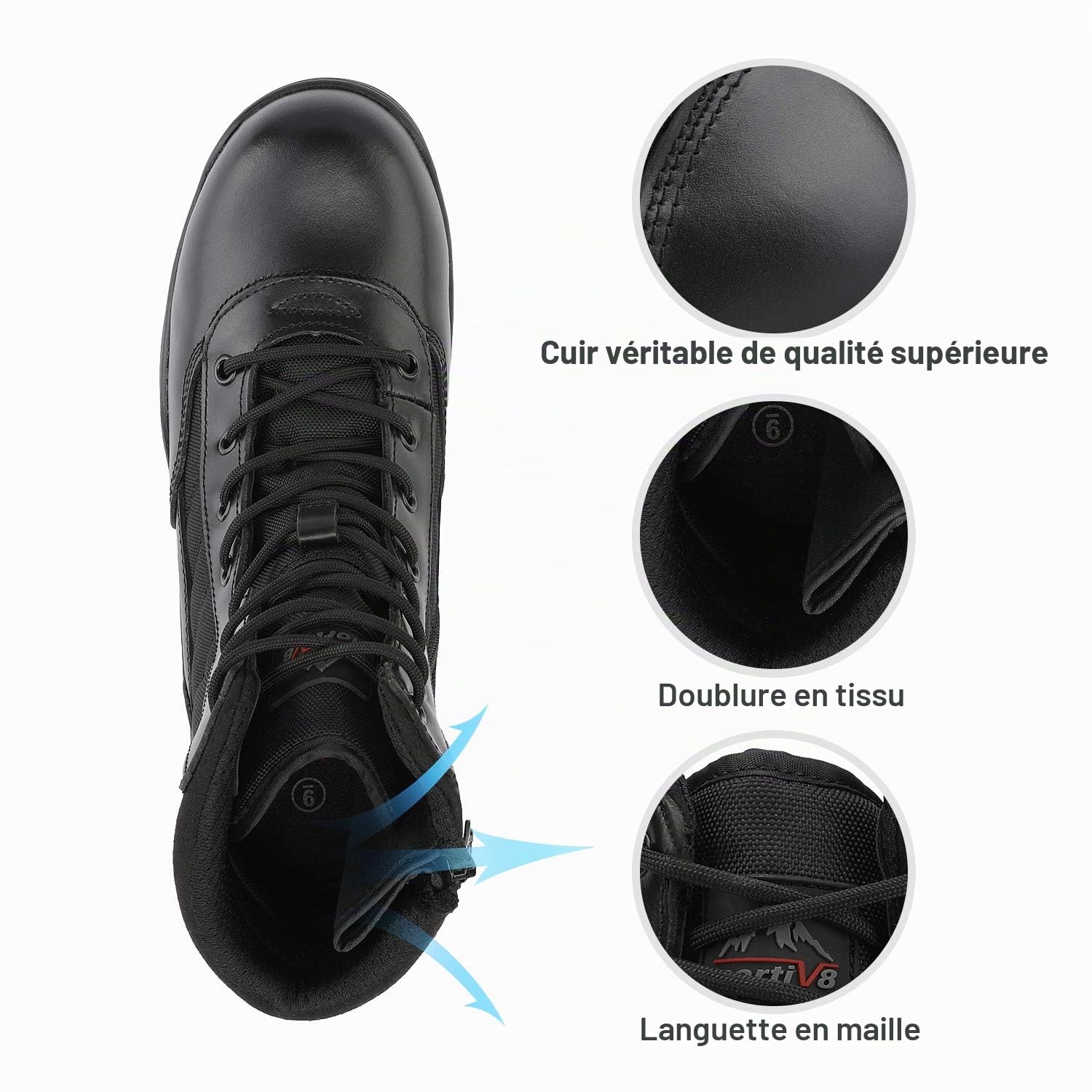 NORTIV 8 Bottes Hautes Militaires Chaussures de Randonnée Homme Bottine Hiver Durable Botte de Combat Tactique