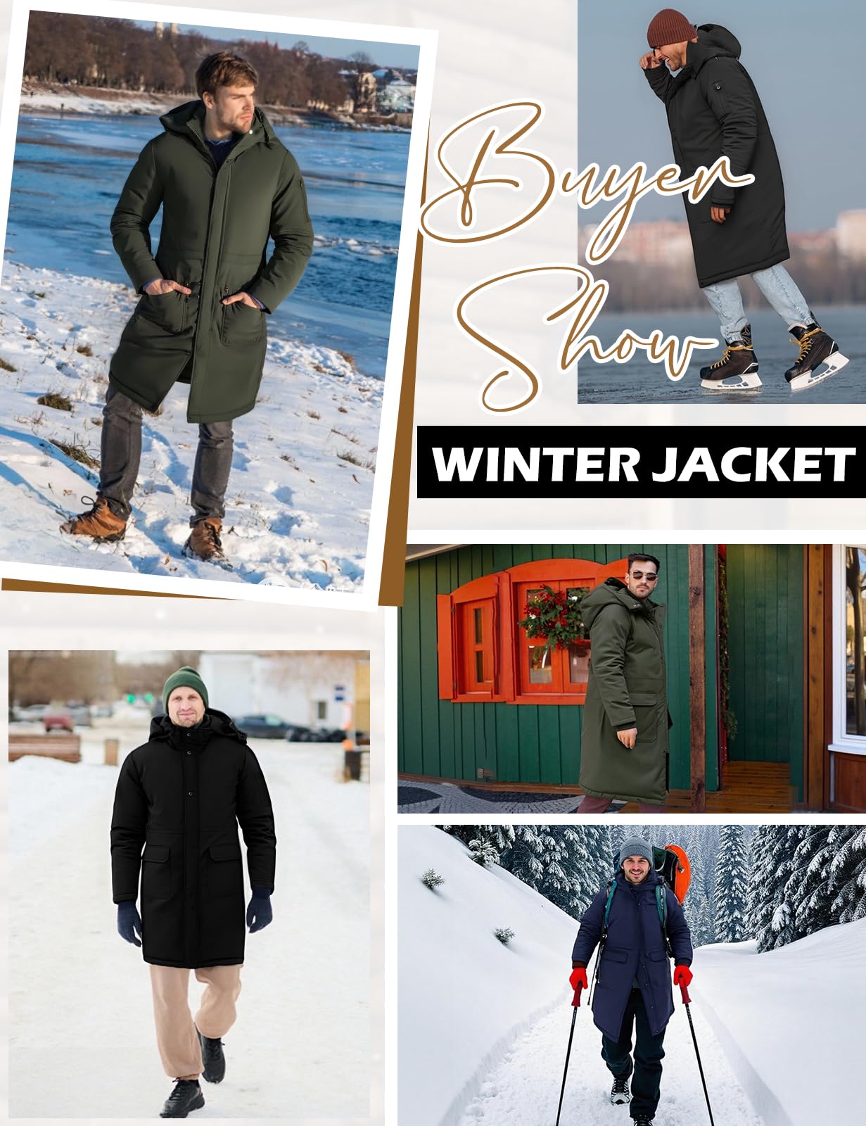 TOMEEK Chaqueta Hombre Invierno Abrigo Largo Hombre Cálido Acolchada con Capucha Cremallera Parka Casual Chaquetas Cazadora Viento Abrigos Coat Chaquetón con Bolsillos