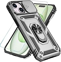 Vista 20 de SunStory Funda compatible con iPhone 15 Pro Max con protector de pantalla HD, cubierta de cámara deslizante y soporte de anillo giratorio