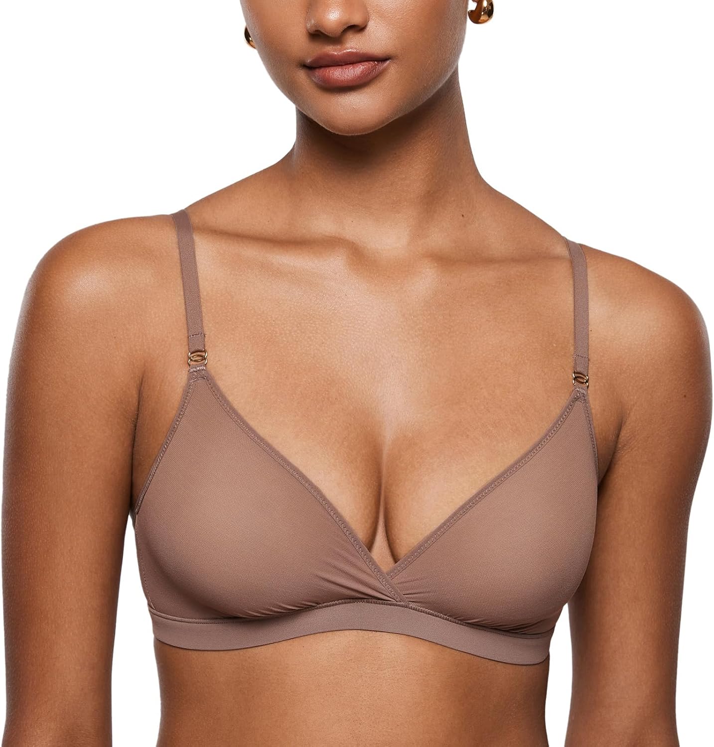 INLYRIC Women's Cosnufy Sheer Triangle Bralettes - Unlined Mesh Sexy Comfortable No Padding Bras No Underwire