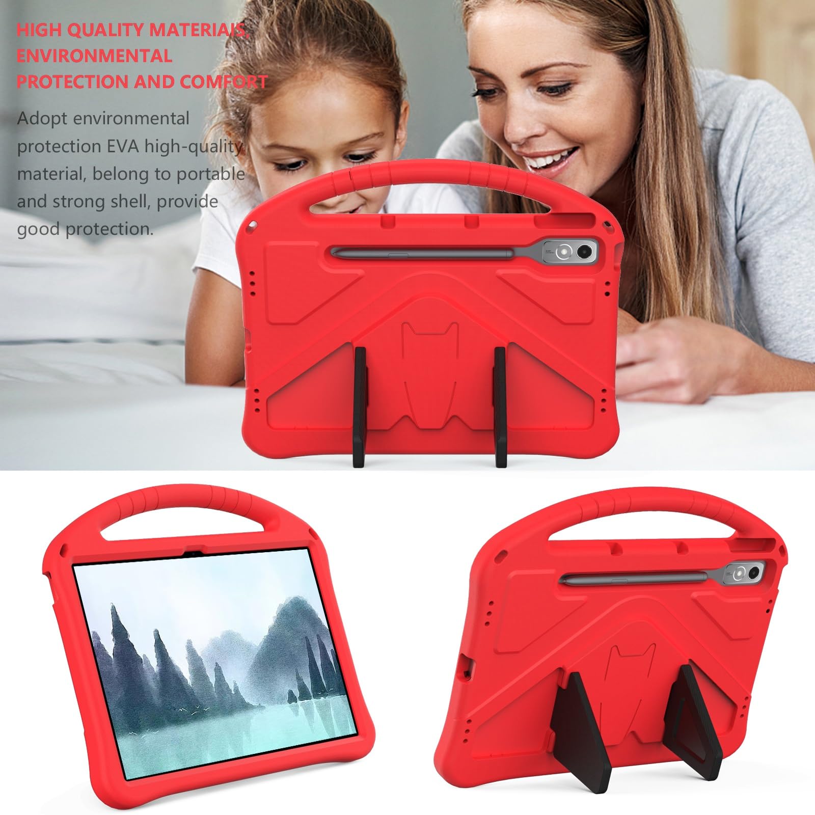 Custodia protettiva per tablet PC Custodia per bambini compatibile con Lenovo Tab P12/Tab Pad Pro 12,7 pollici Custodia per tablet, custodia protettiva antiurto, resistente agli urti con manico