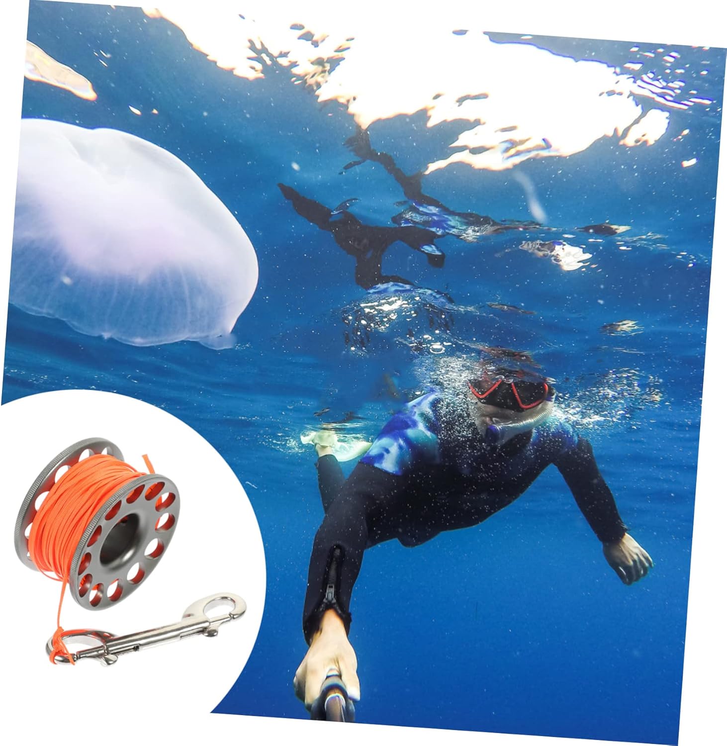 HANABASS 1roll Underwater Diving Spool Reel Professional Diving Tool for Smooth Edges for Hand Convenient for All Divers