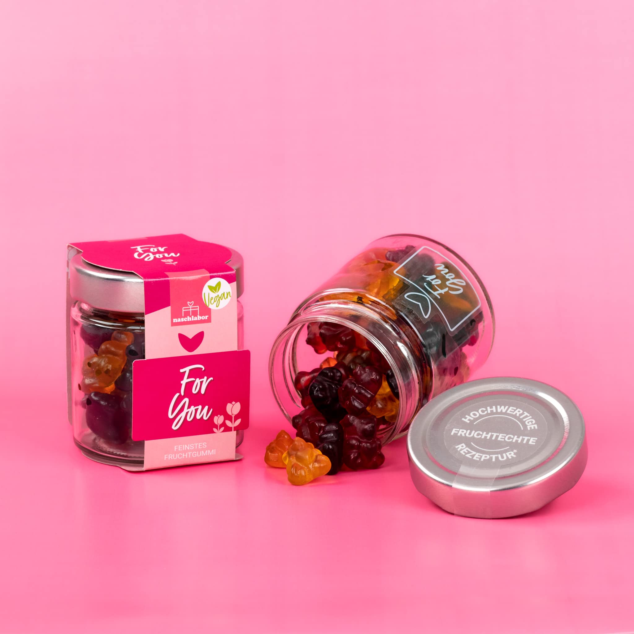 Vegan For You Fruchtgummis | 20% sortenreine Fruchtsäfte | Vegan | Ohne künstliche Farbstoffe und Geschmacksverstärker| Gluten- und Laktosefrei | Schönes Geschenk für Veganer und Vegetarier