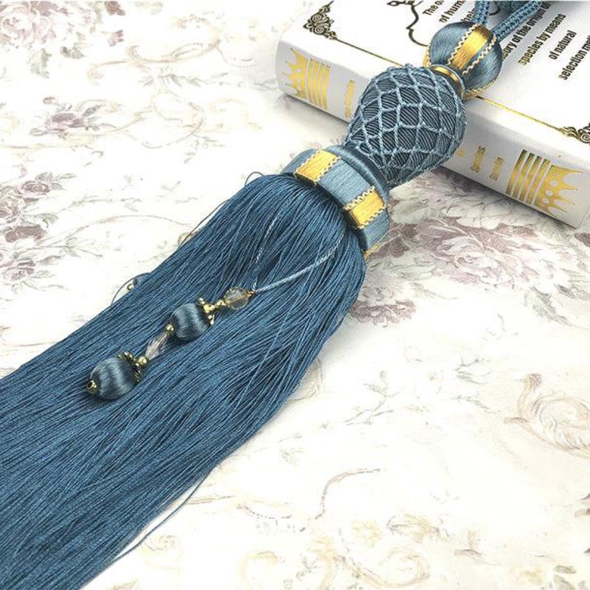 2pcs Rideau Pompon Boule Suspendue Haut de Gamme Maille Simple Boule Rideau Sangle pour la décoration intérieure-Marron
