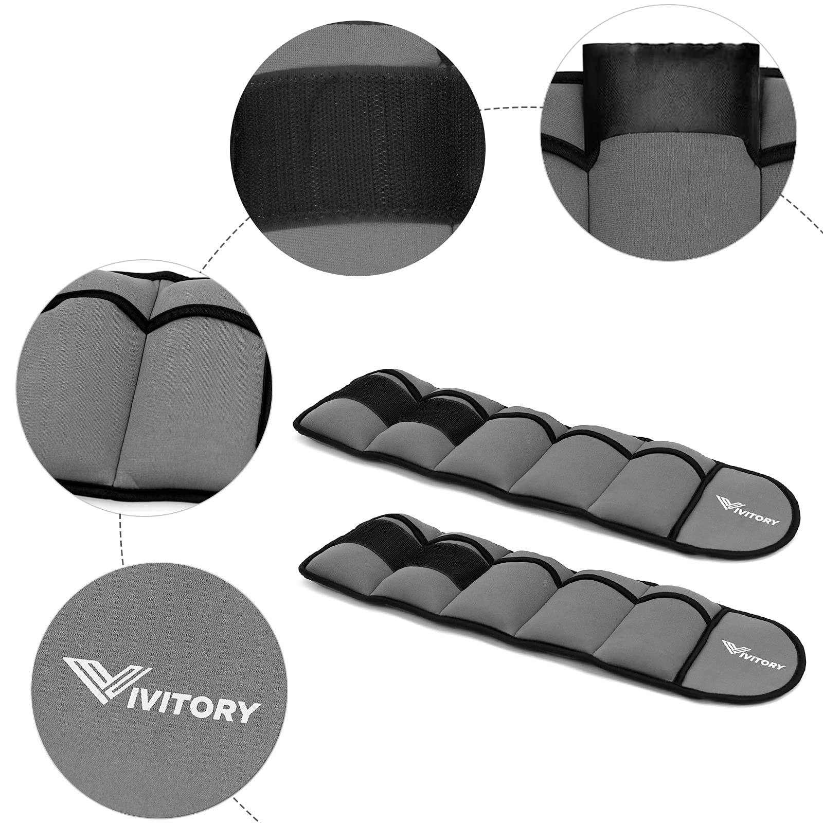 Vivitory Adjustable Ankle Weights for Women & Men, Leg Weights 2 To 10 Lbs, Arm Weights,Ankle Wrist Weights Set for Strength Training, Jogging, Gymnastics, Aerobics, Physical Therapy