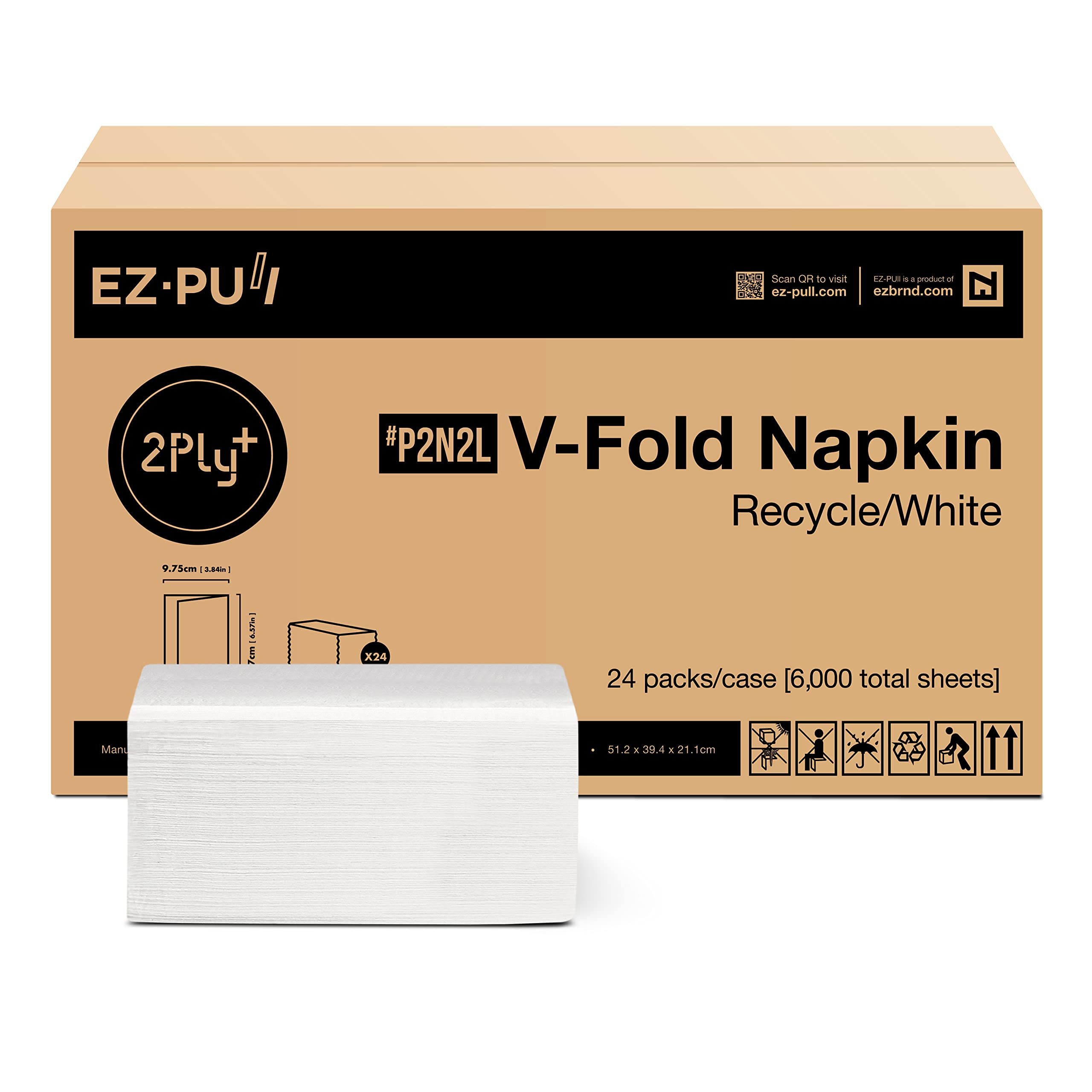 EZ-Pull Premium Recycled 2ply+ Interfold Napkin, Recycled White, 24 x 250 Sheets, P2N2L (N4)