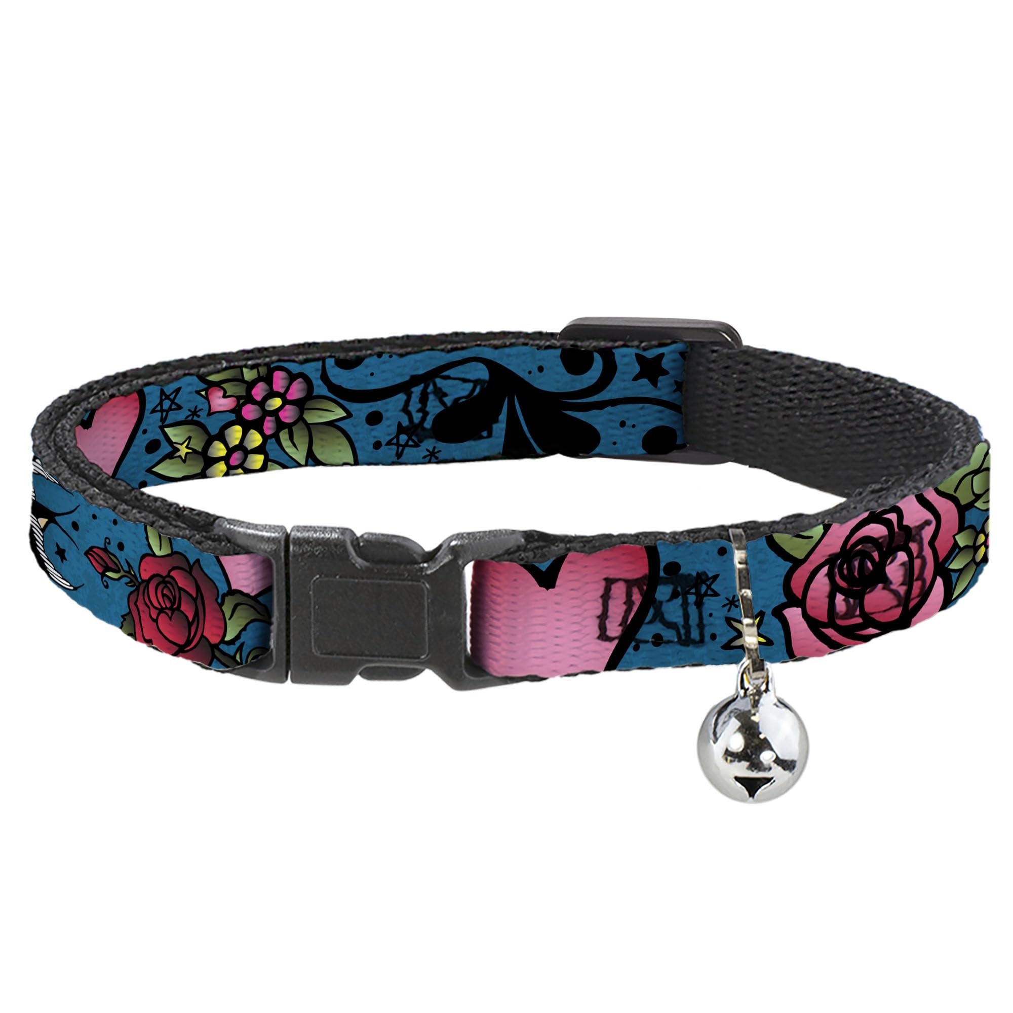 Collar de gato breakaway antienganches cierre de seguridad sparrows azul de 0.5 pulgadas