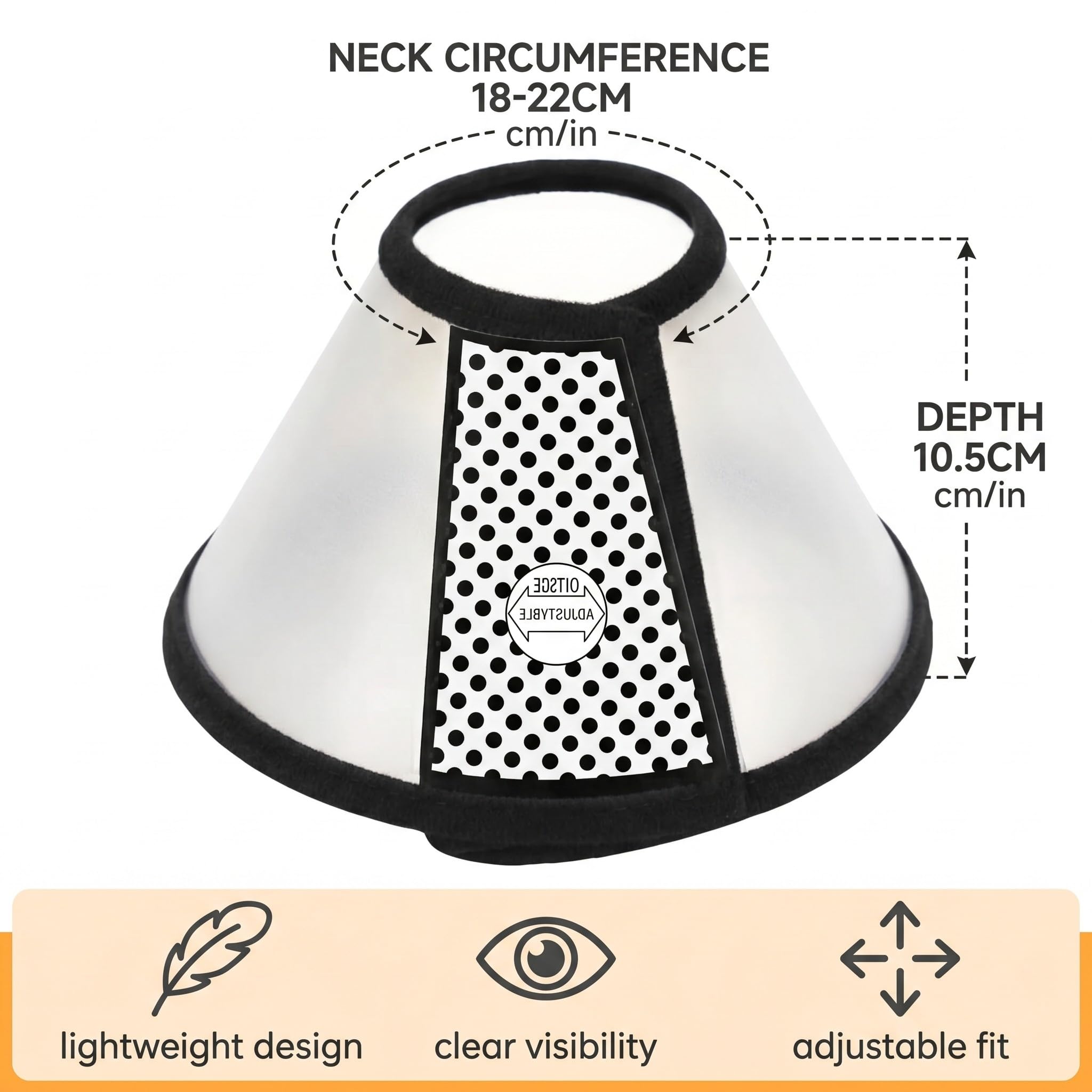 Collerette Chat, 1 Pièce Cône Plastique Protecteur Anti-Morsure, Taille 18-22Cm Noir Et Blanc Pour Chat Adulte